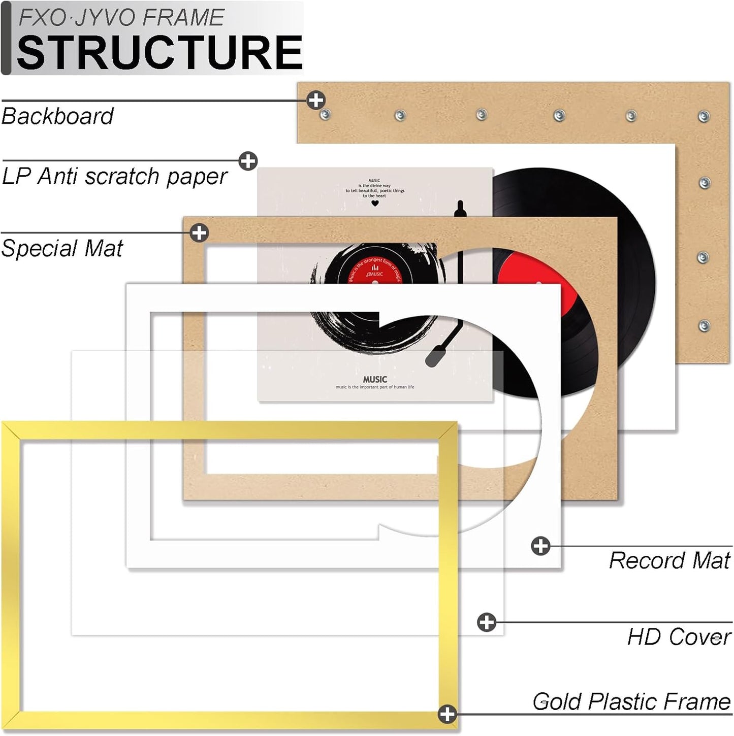 4-Pack 12.5" White Vinyl Record Frames