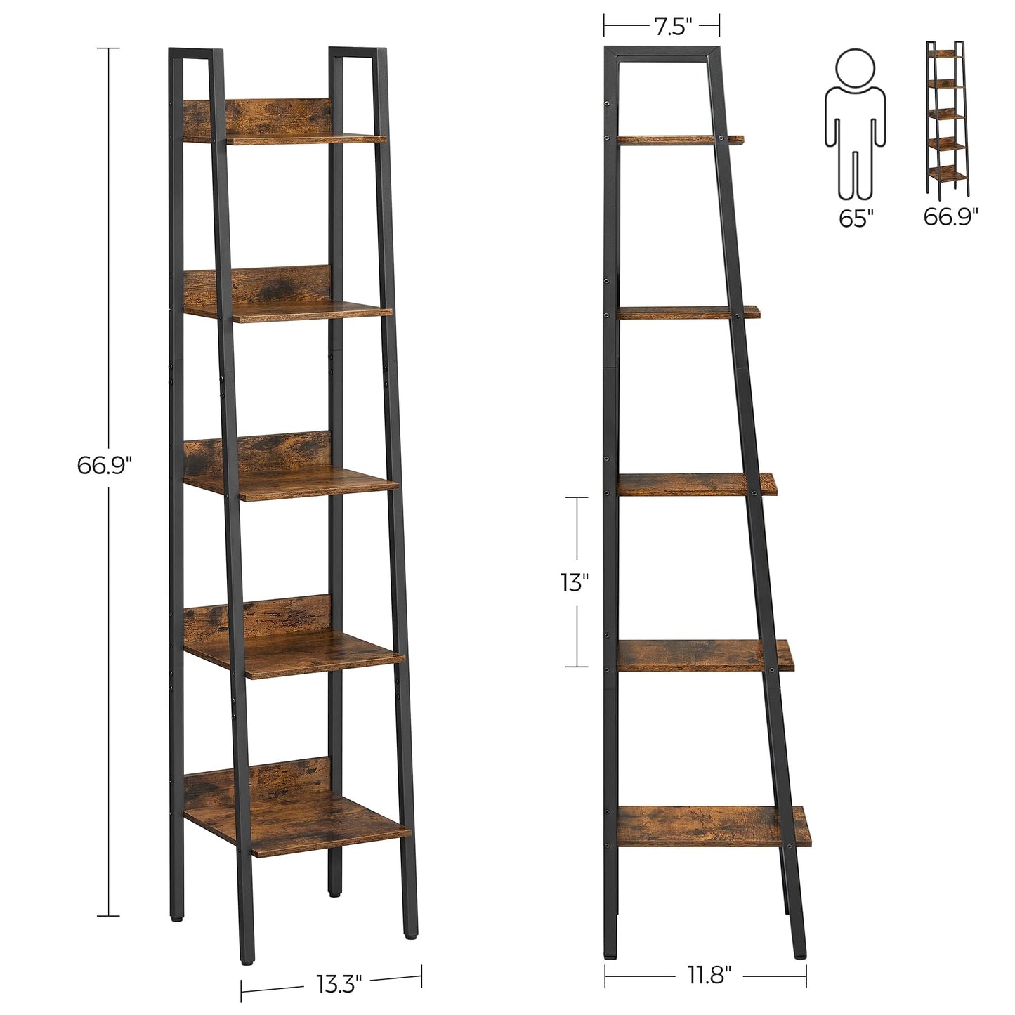 VASAGLE 5-Tier Ladder Bookshelf
