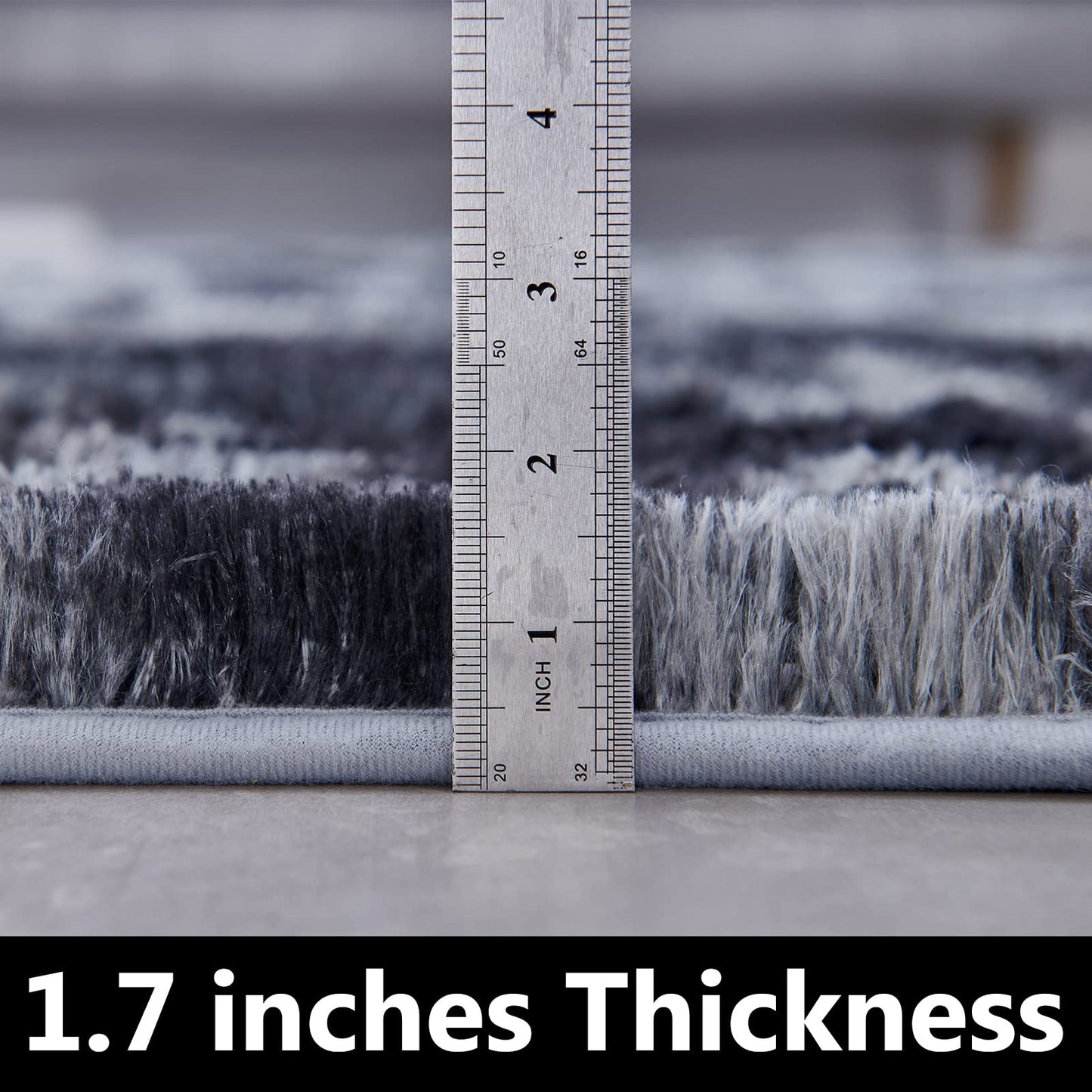 FJZFING 4x4 Light Grey Round Shag Rug