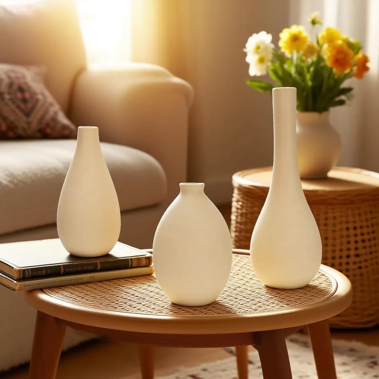 Beige 3-Piece Ceramic Vase Set