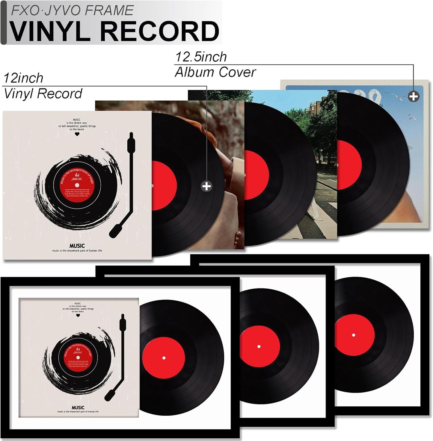 4-Pack 12.5" White Vinyl Record Frames