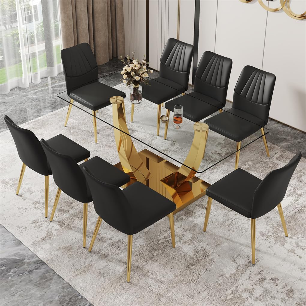 63" Glass Dining Table Set for 4