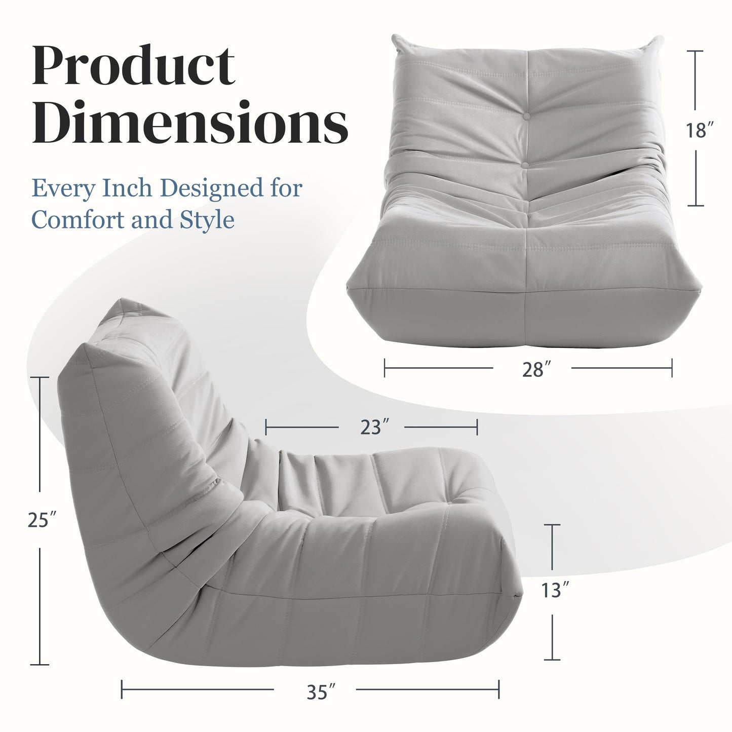 Dark Gray Memory Foam Bean Bag Chair
