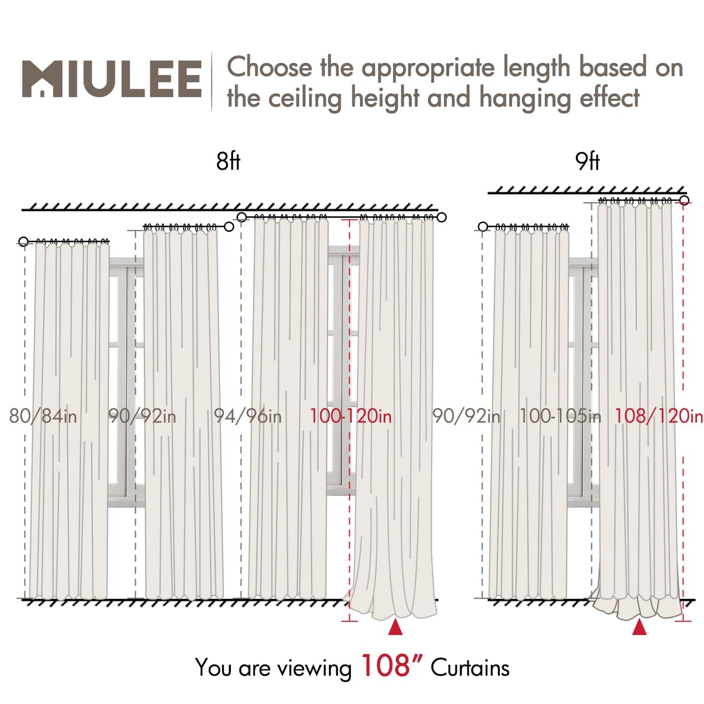 MIULEE Blackout Curtains 96" – Birch, 2 Panels