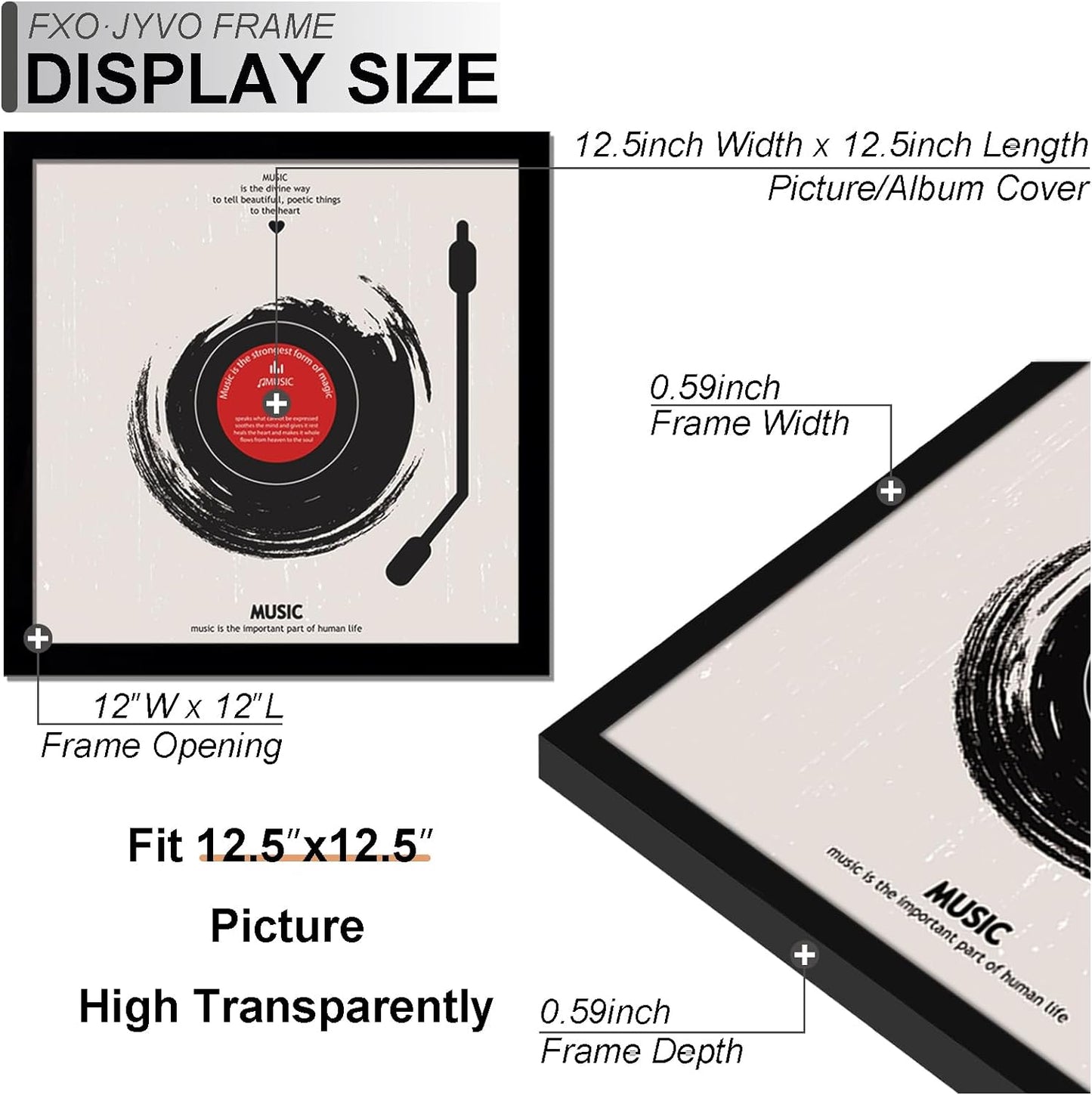 4-Pack 12.5" White Vinyl Record Frames