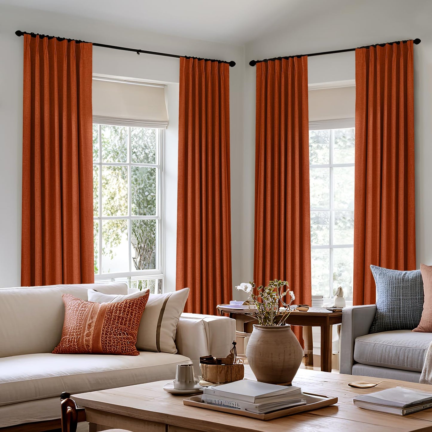 MIULEE Blackout Linen Curtains 84" – 2 Panels