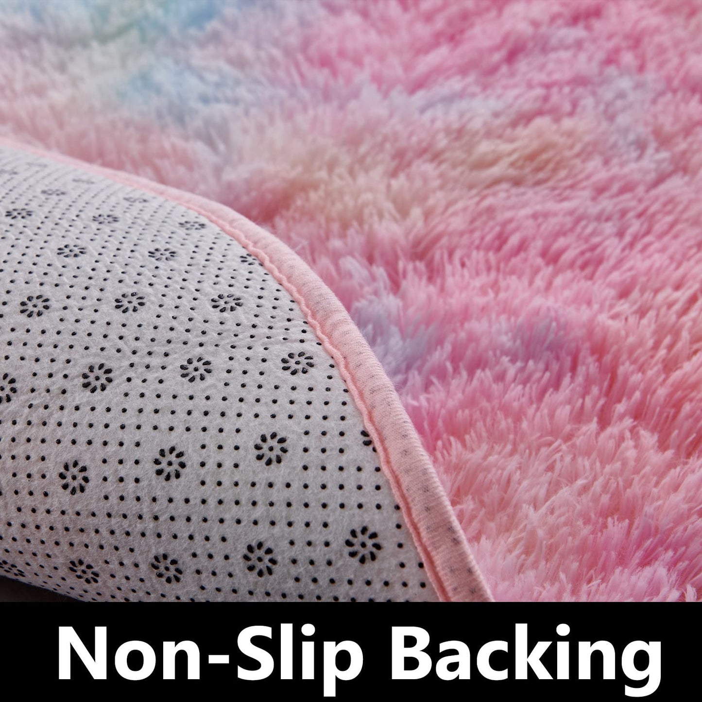 FJZFING 4x4 Light Grey Round Shag Rug