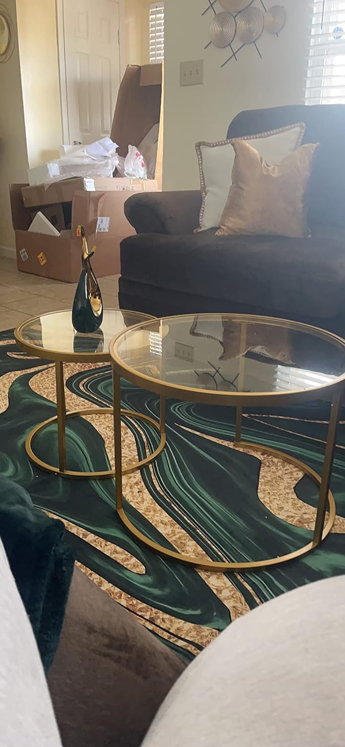 Gold Nesting Coffee Tables, 2-Pack