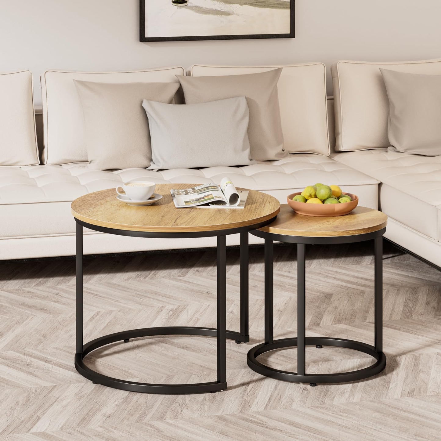 White Nesting Coffee Tables, 2-Pack