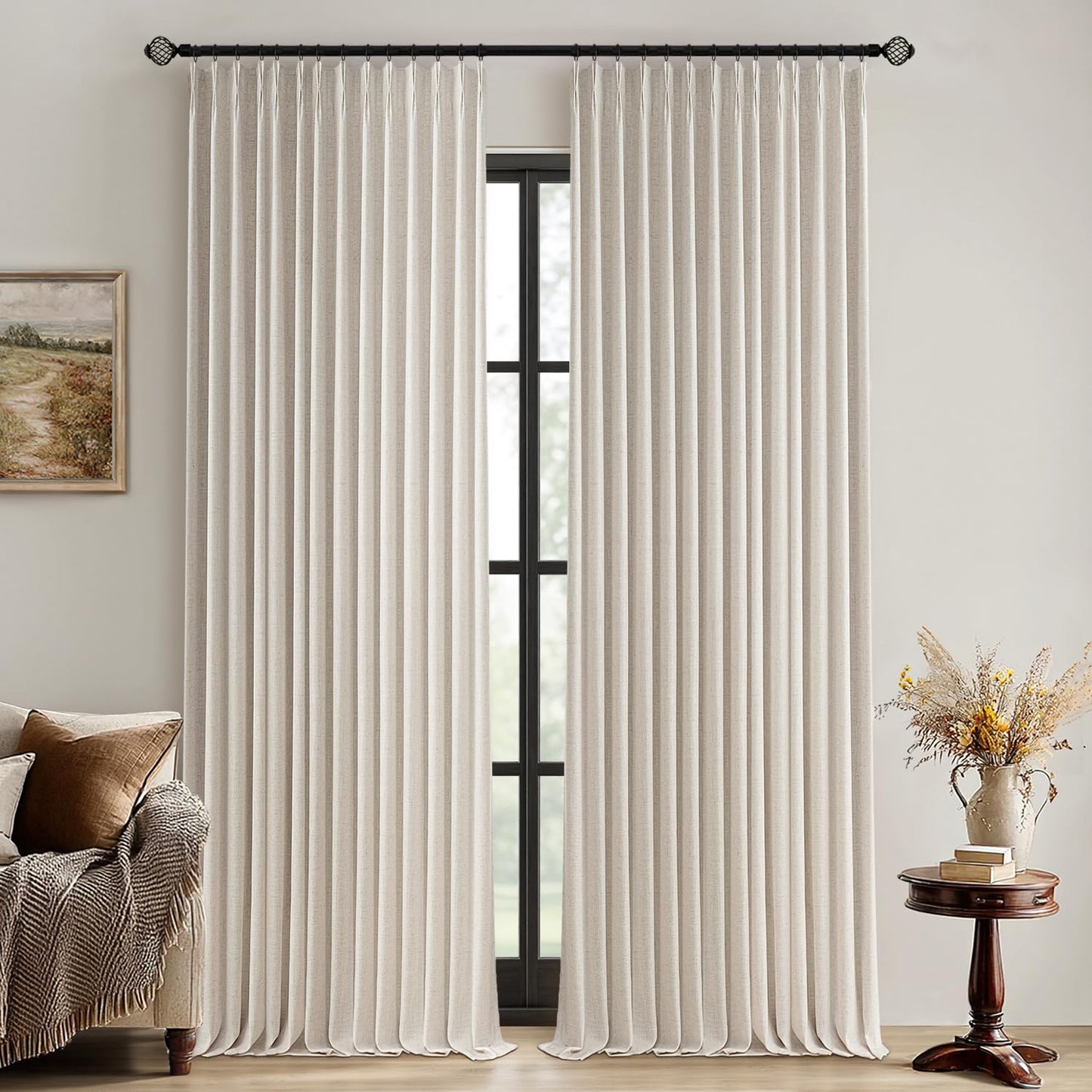 MIULEE Blackout Linen Curtains 84" – 2 Panels