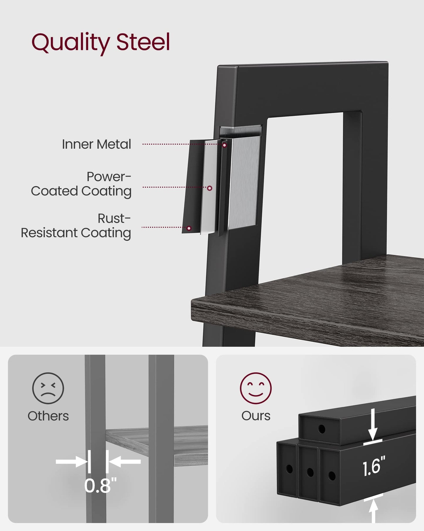 VASAGLE 5-Tier Ladder Bookshelf