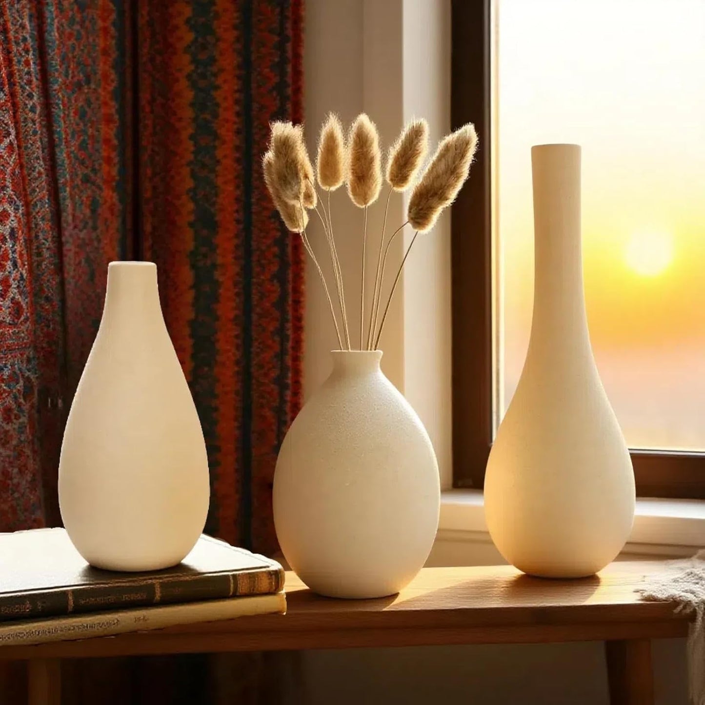 Beige 3-Piece Ceramic Vase Set