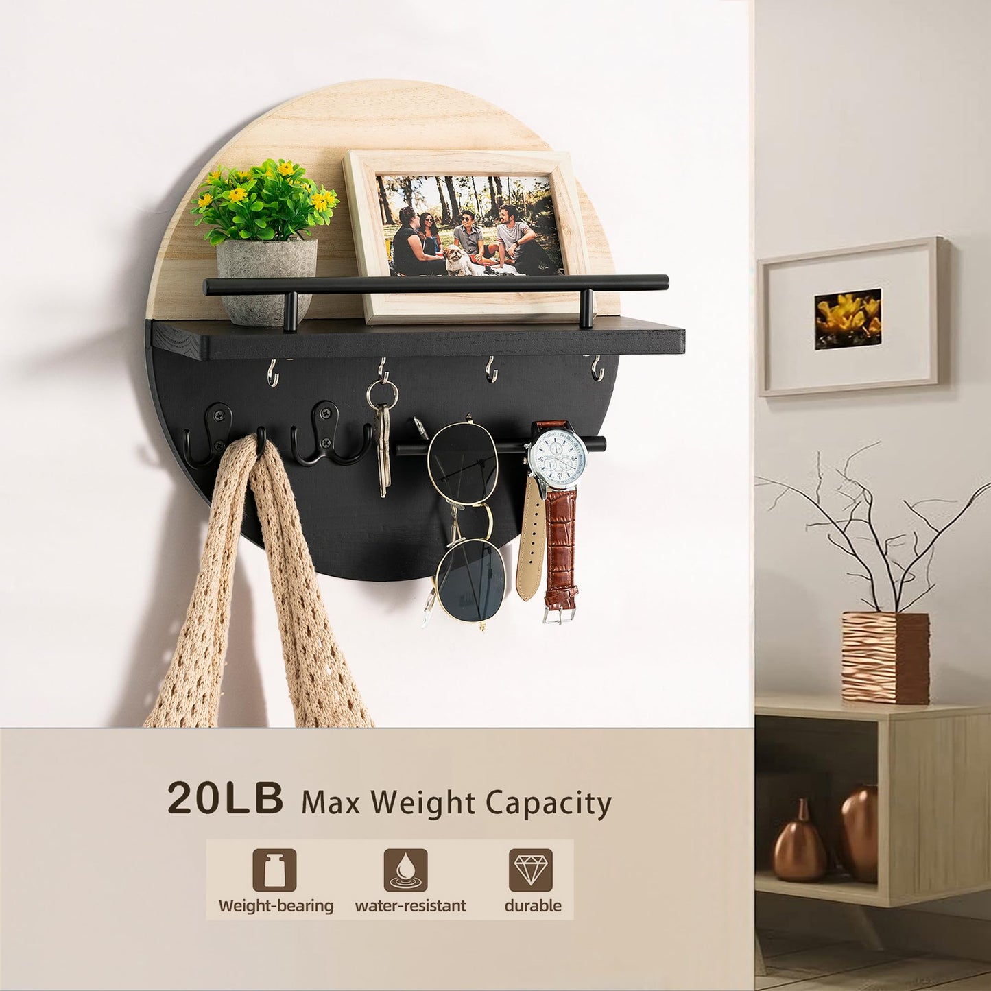 Wall Key & Mail Holder – Rustic