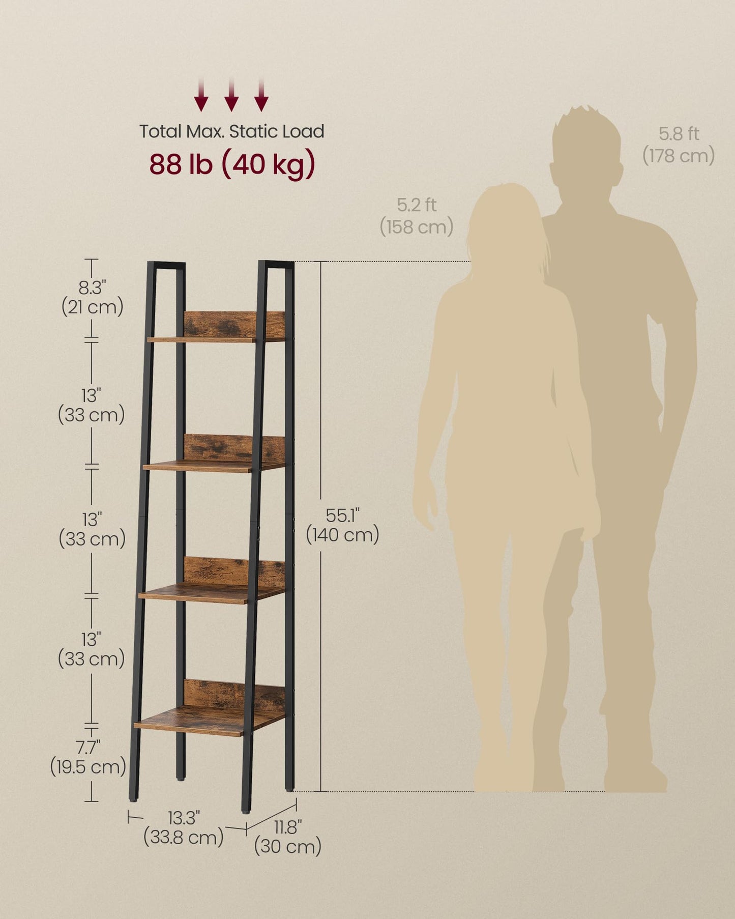 VASAGLE 5-Tier Ladder Bookshelf