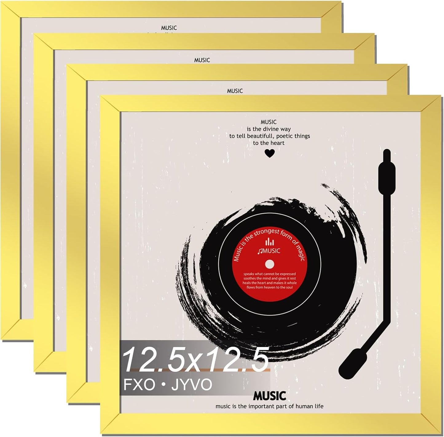 4-Pack 12.5" White Vinyl Record Frames