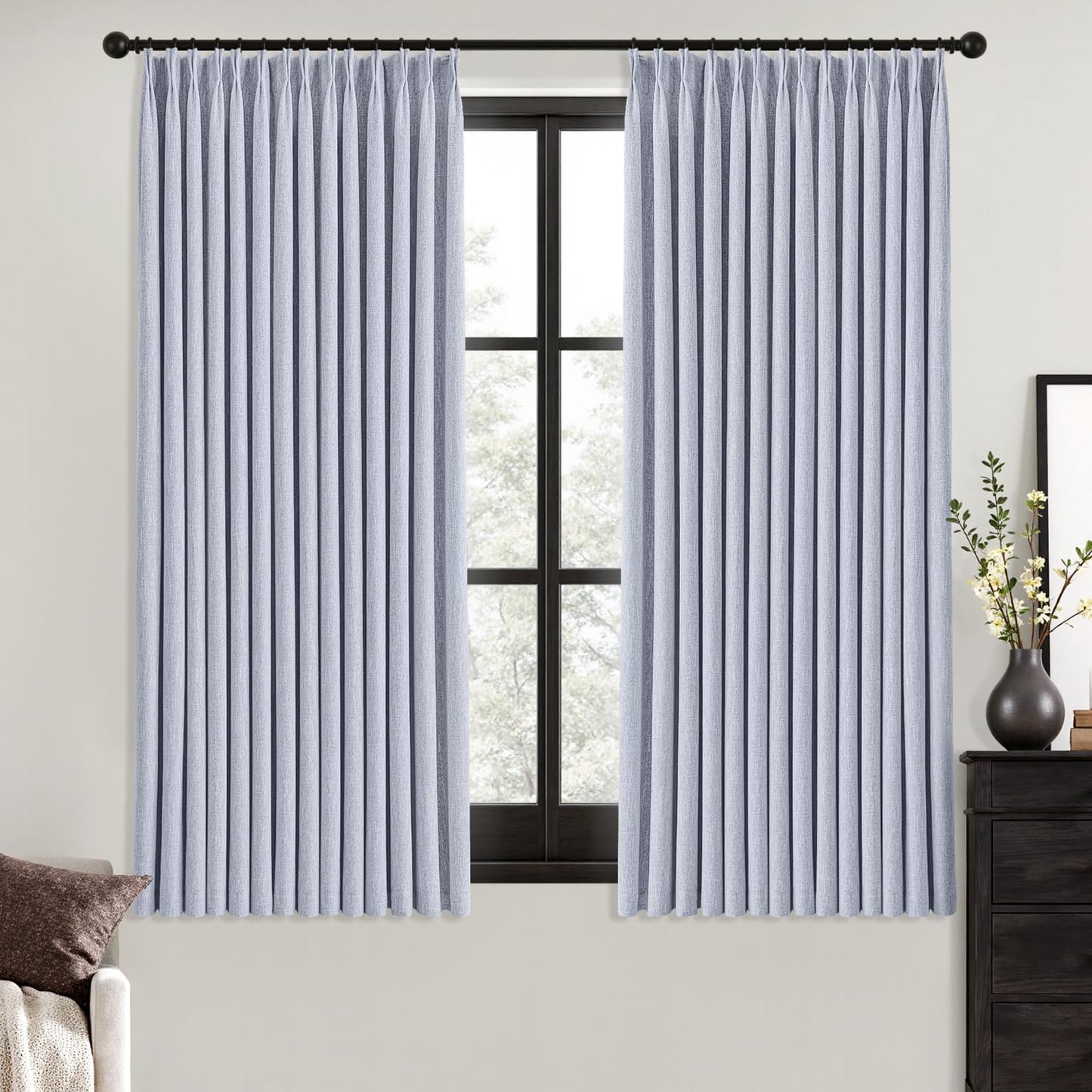 MIULEE Blackout Linen Curtains 84" – 2 Panels