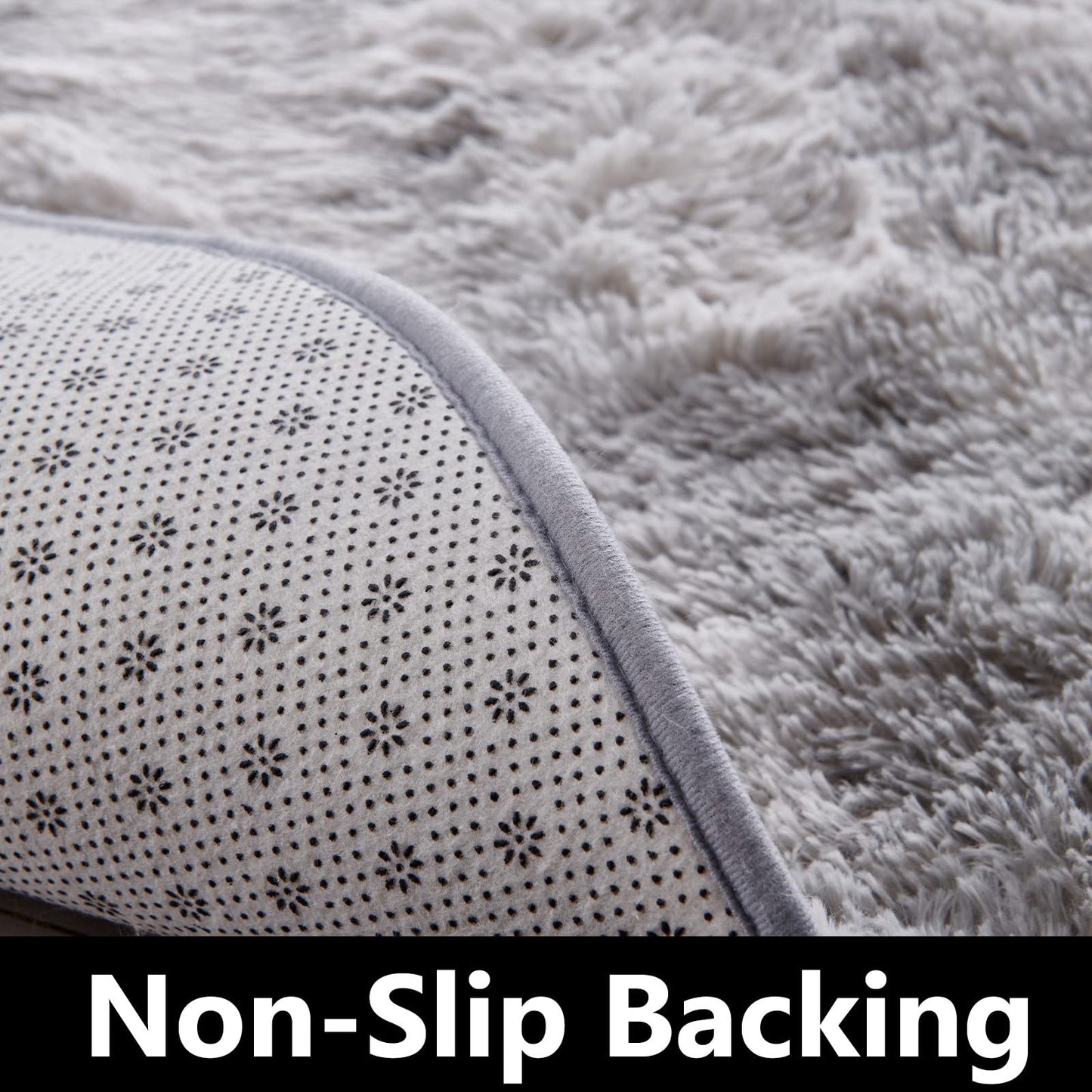 FJZFING 4x4 Light Grey Round Shag Rug