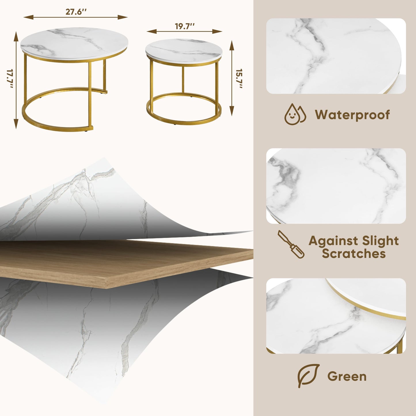 White Nesting Coffee Tables, 2-Pack