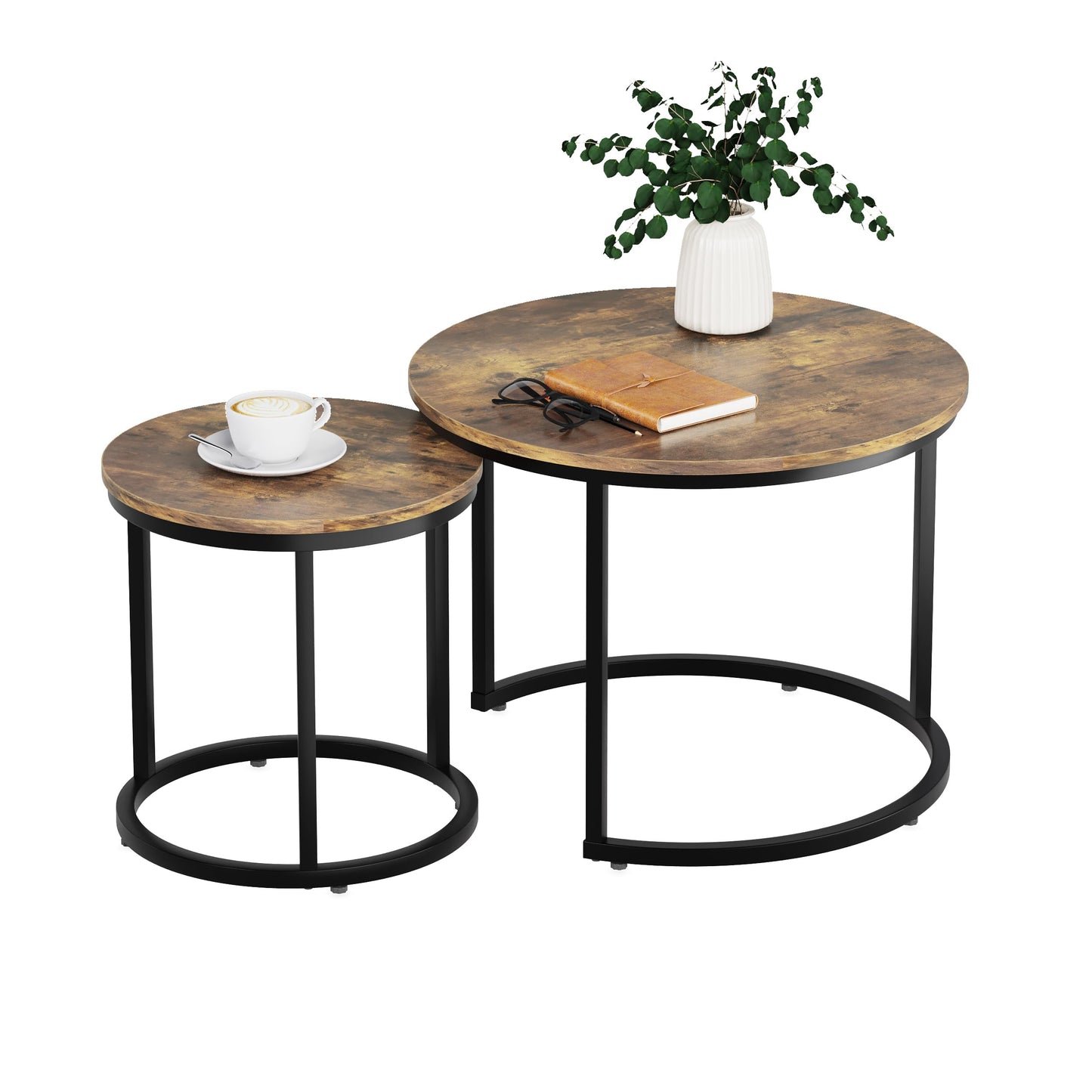 White Nesting Coffee Tables, 2-Pack