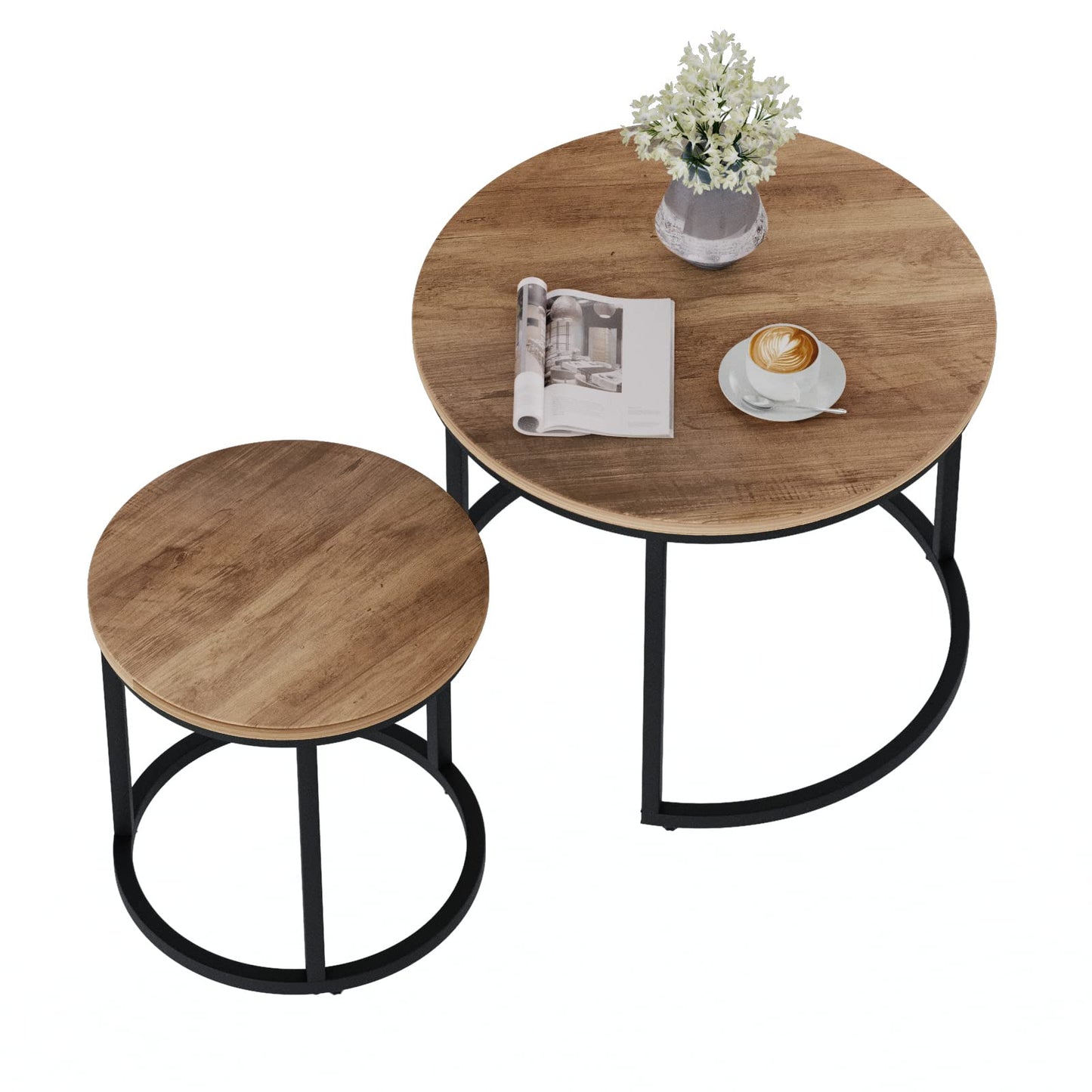 White Nesting Coffee Tables, 2-Pack