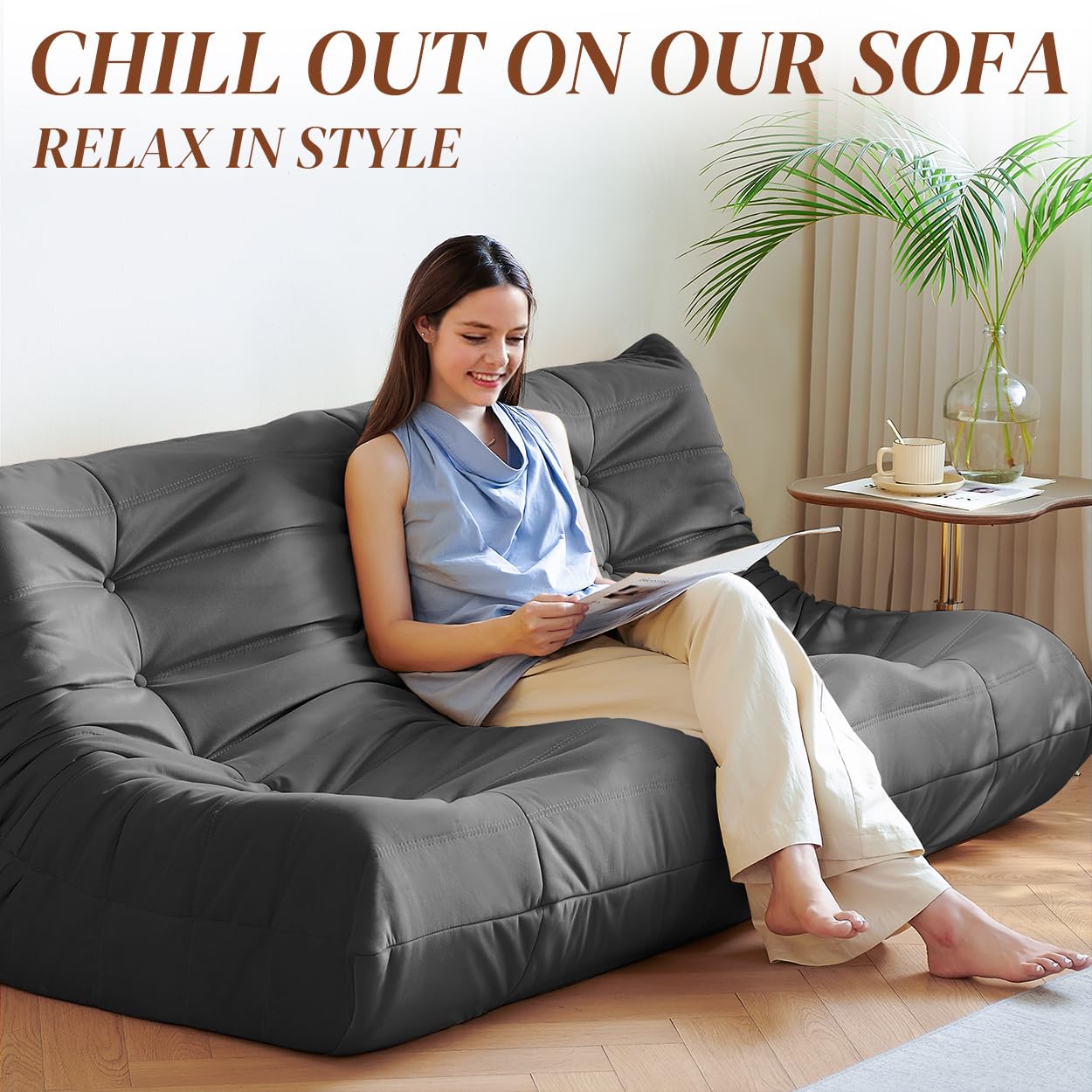 Dark Gray Memory Foam Bean Bag Chair