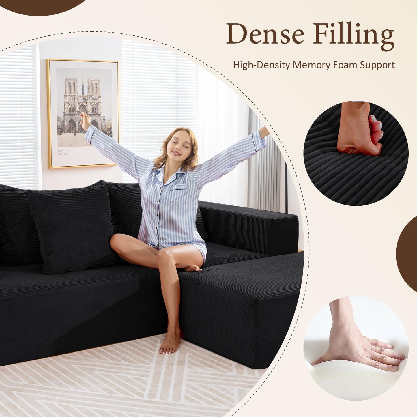 INGEROOM 108" Sectional Sofa – Dark Gray