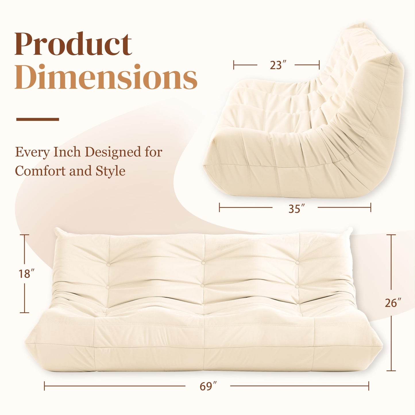 Dark Gray Memory Foam Bean Bag Chair