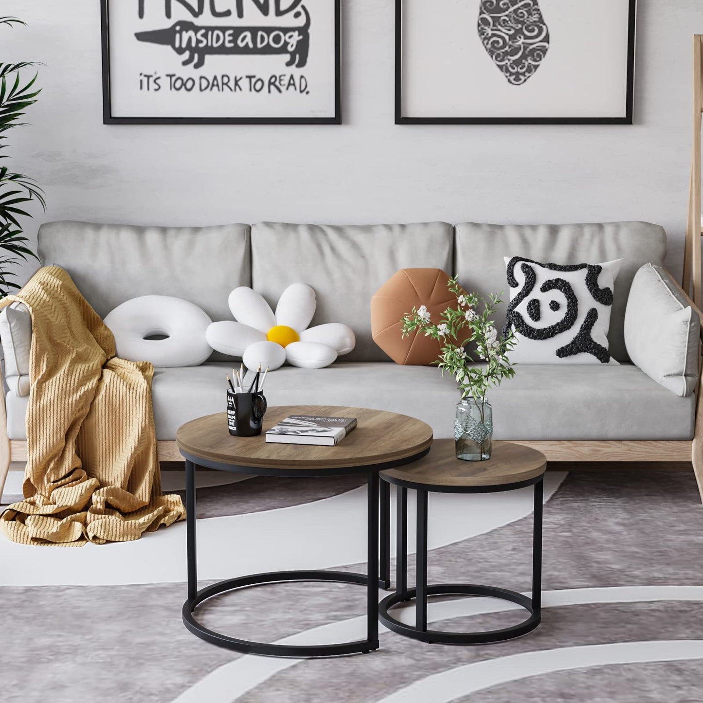 White Nesting Coffee Tables, 2-Pack