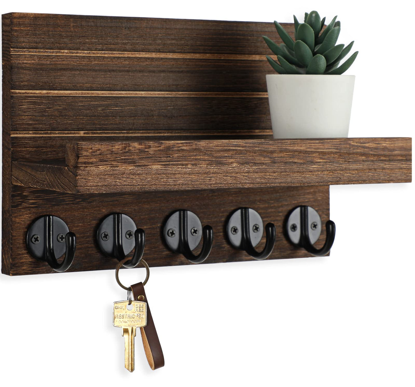 Wall Key & Mail Holder – Wood