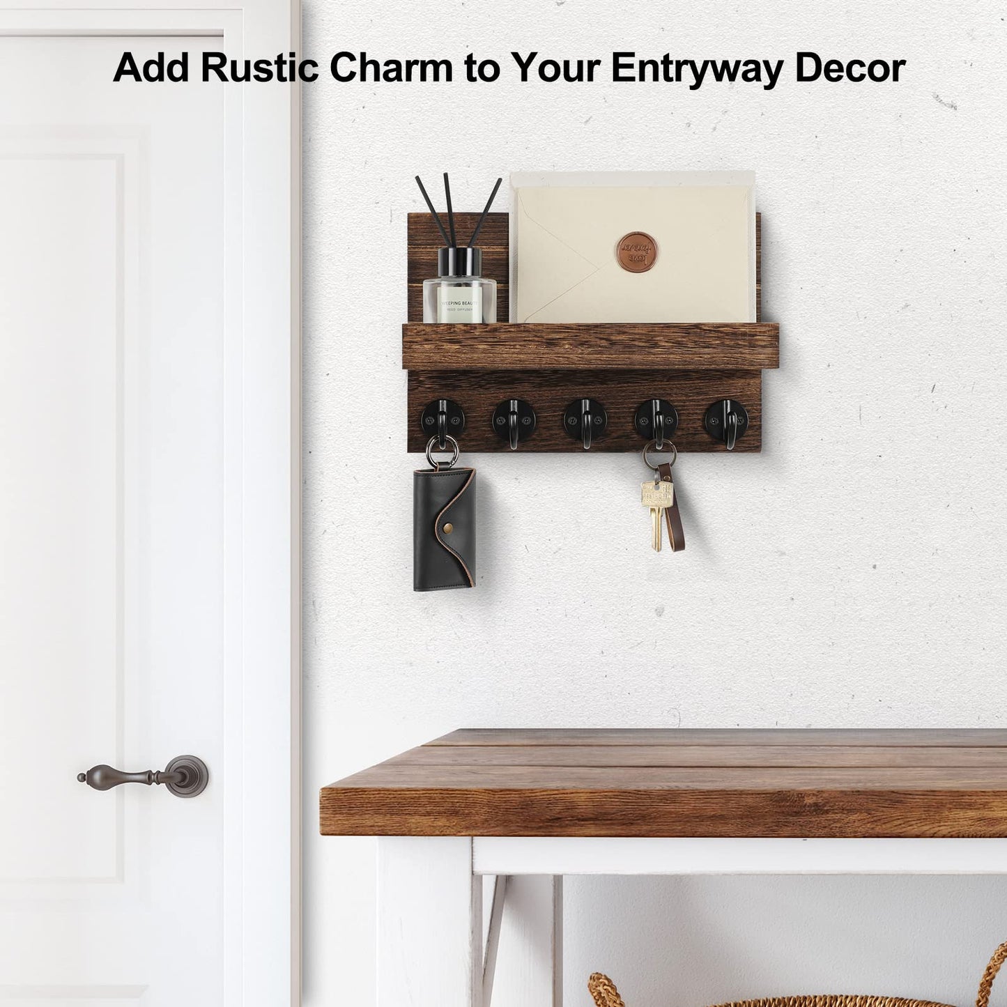 Wall Key & Mail Holder – Wood