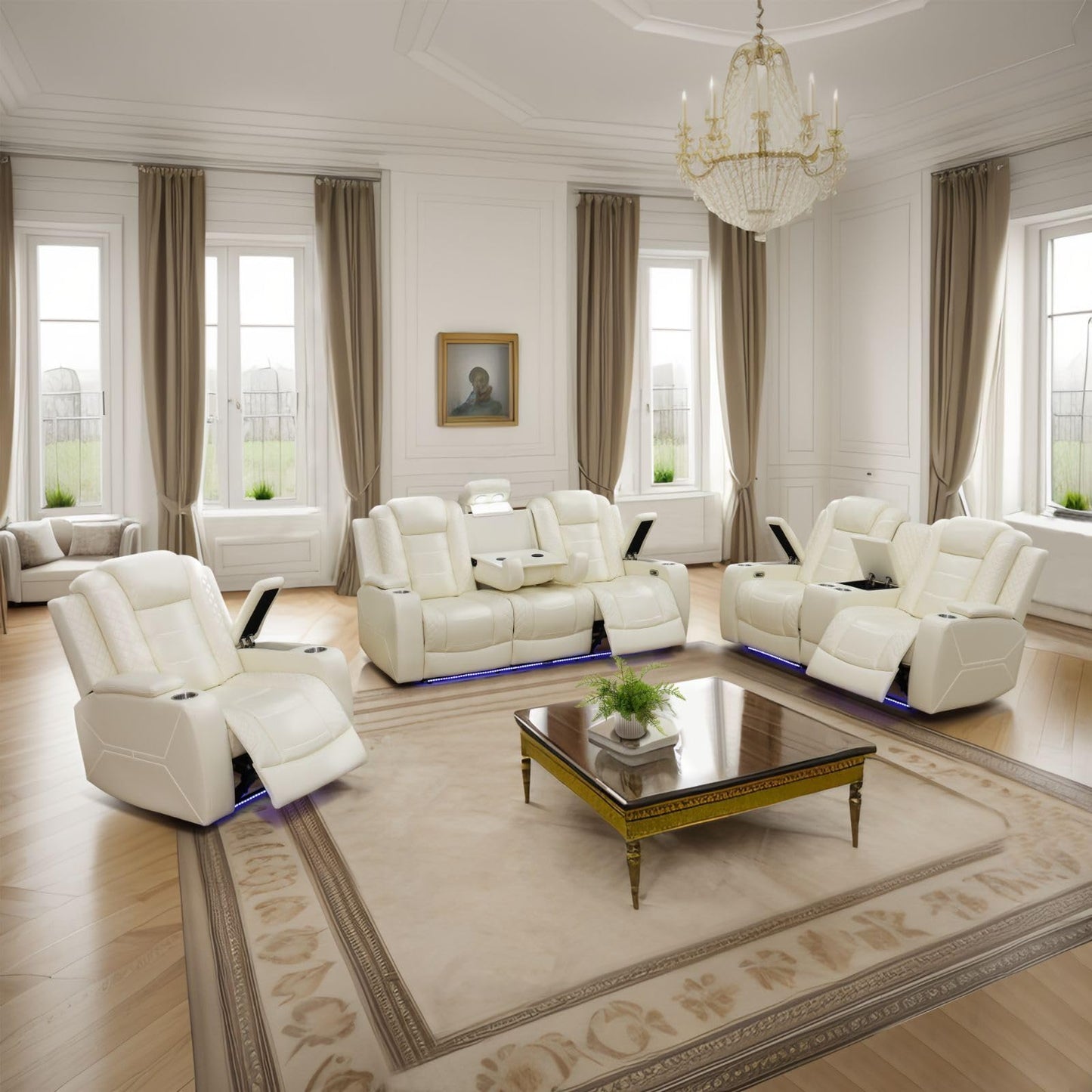 3-Piece Beige Power Recliner Set