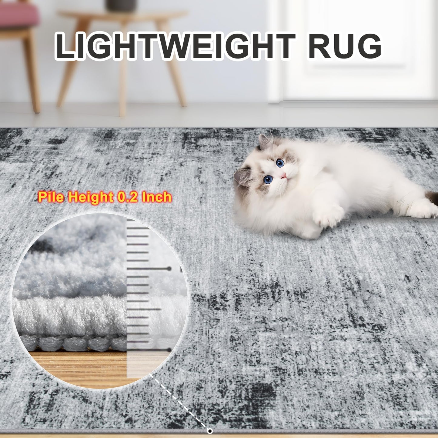 8x10 Ft Grey Abstract Area Rug