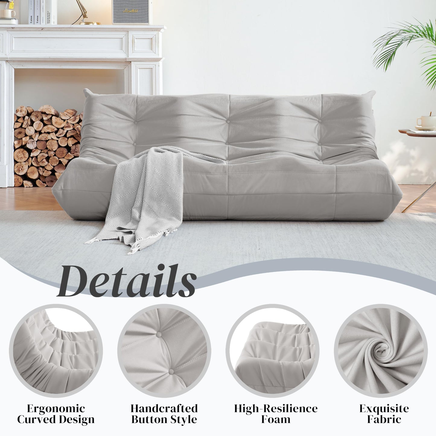 Dark Gray Memory Foam Bean Bag Chair