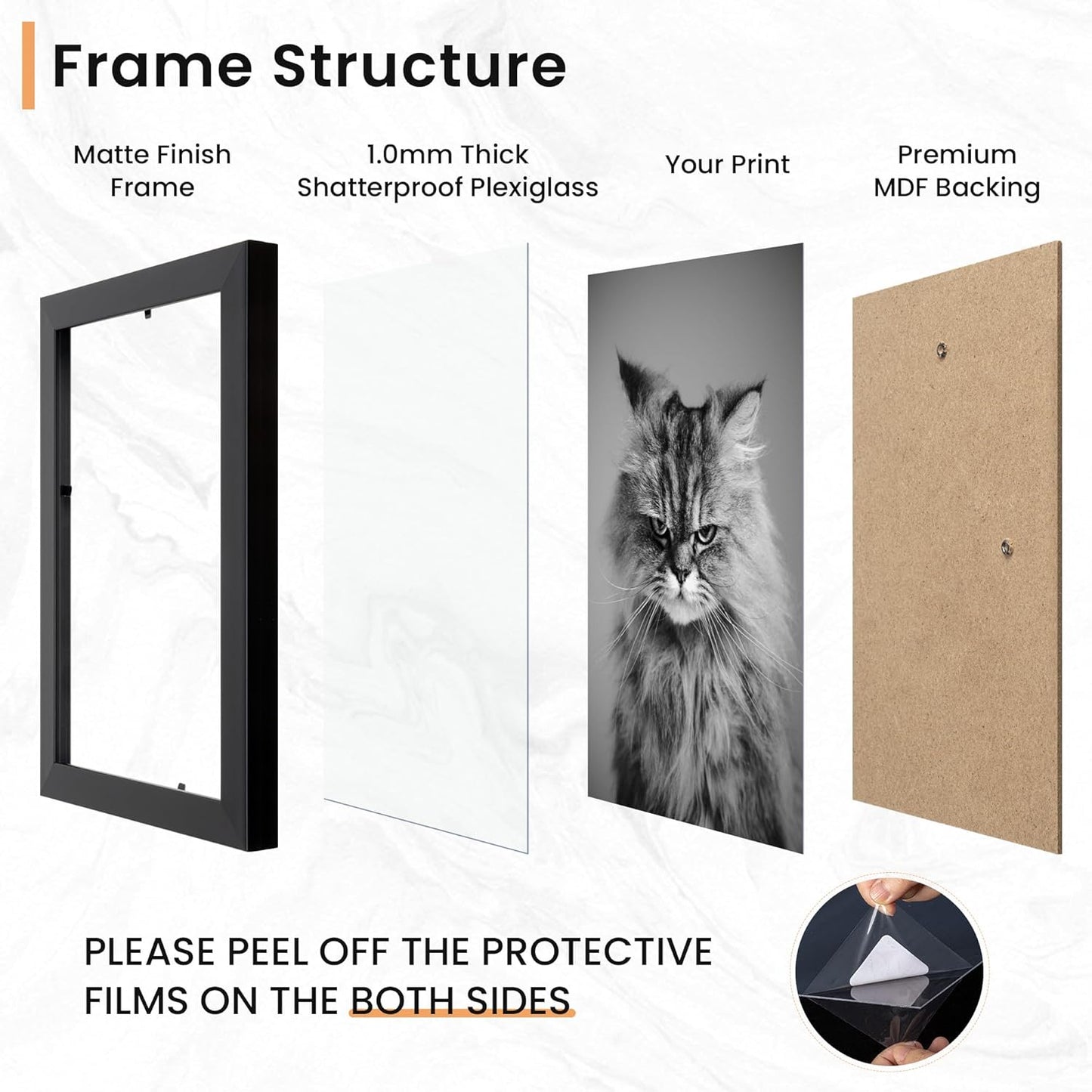 15 Pack Picture Frames Collage Wall Decor, Gallery Frame Set for Wall Mounting or Tabletop Display, Multi Sizes Including 3pcs 8x10, 6pcs 5x7, 6pcs 4x6, Black