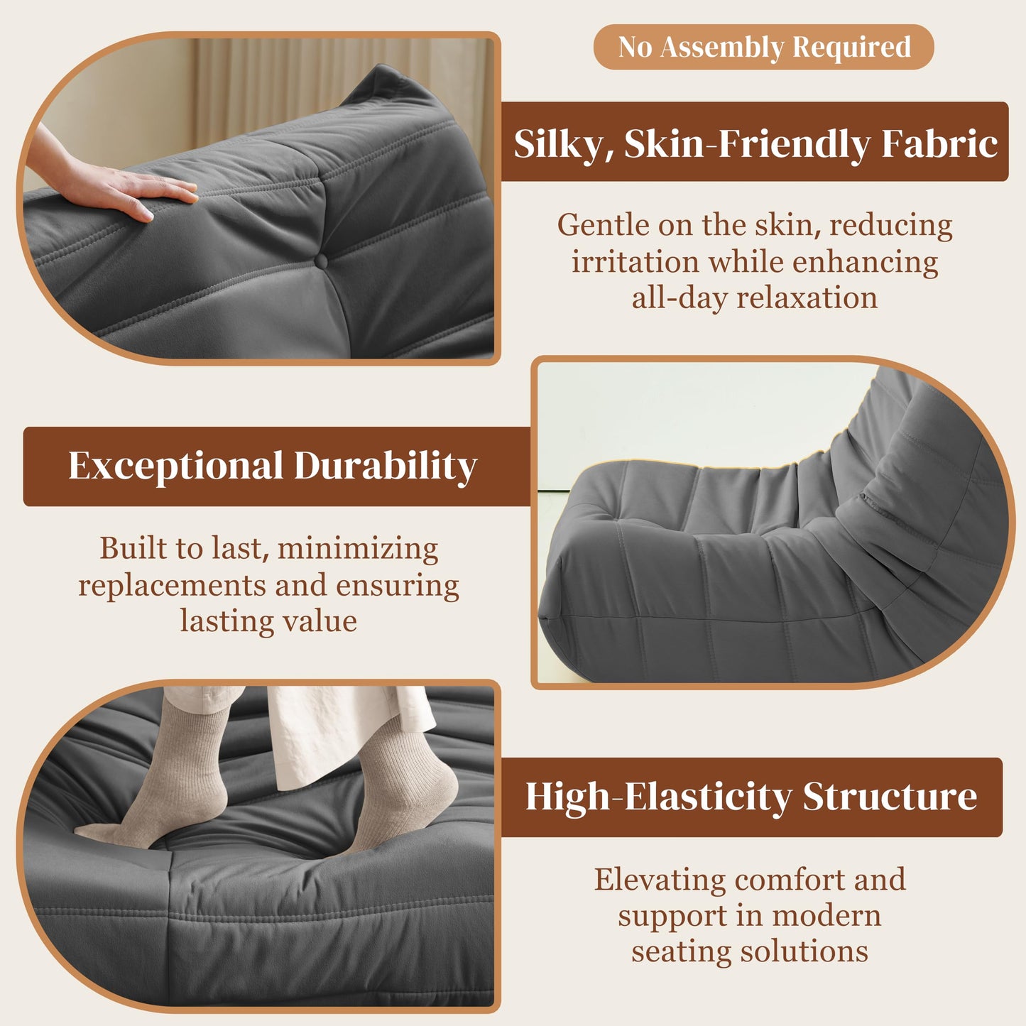 Dark Gray Memory Foam Bean Bag Chair