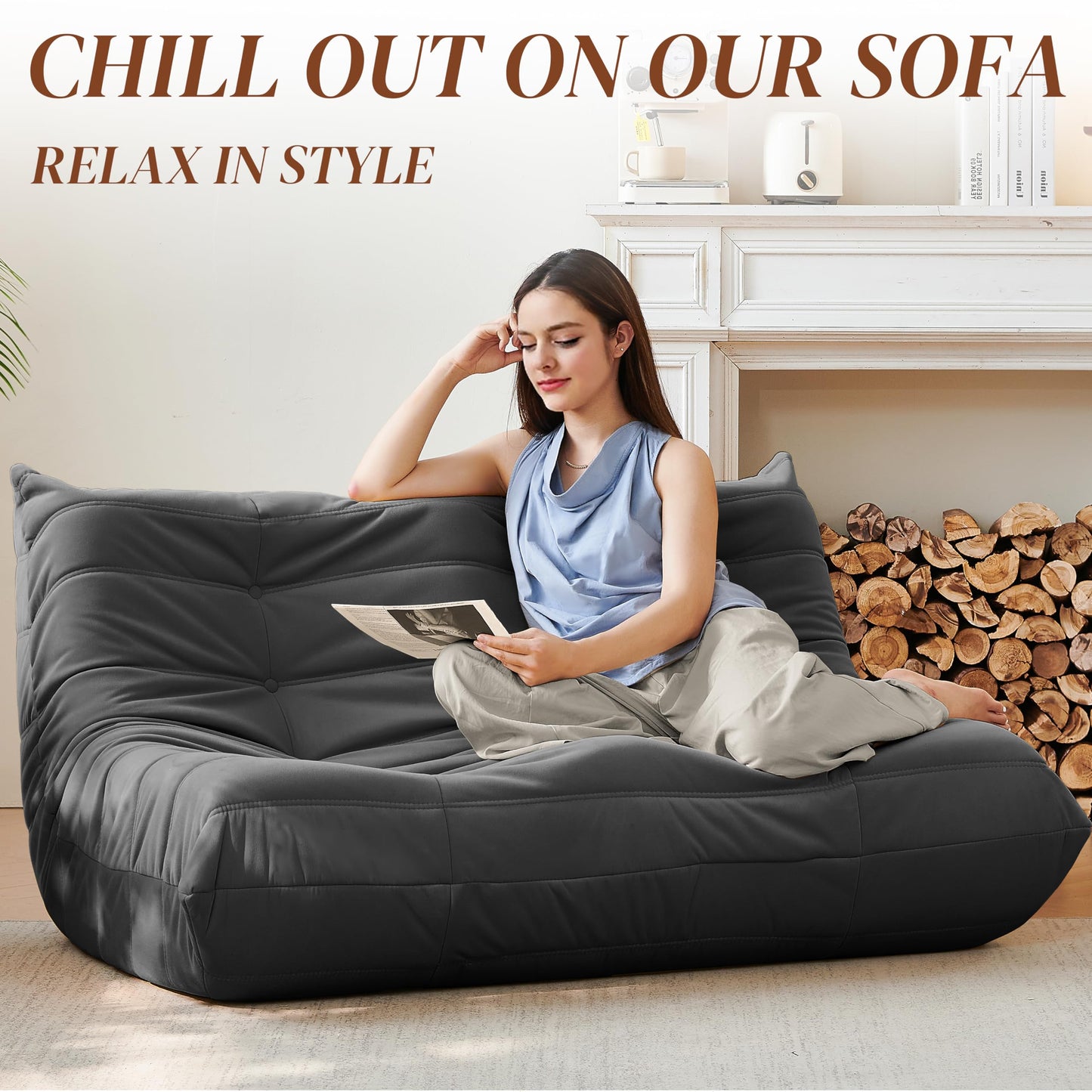 Dark Gray Memory Foam Bean Bag Chair