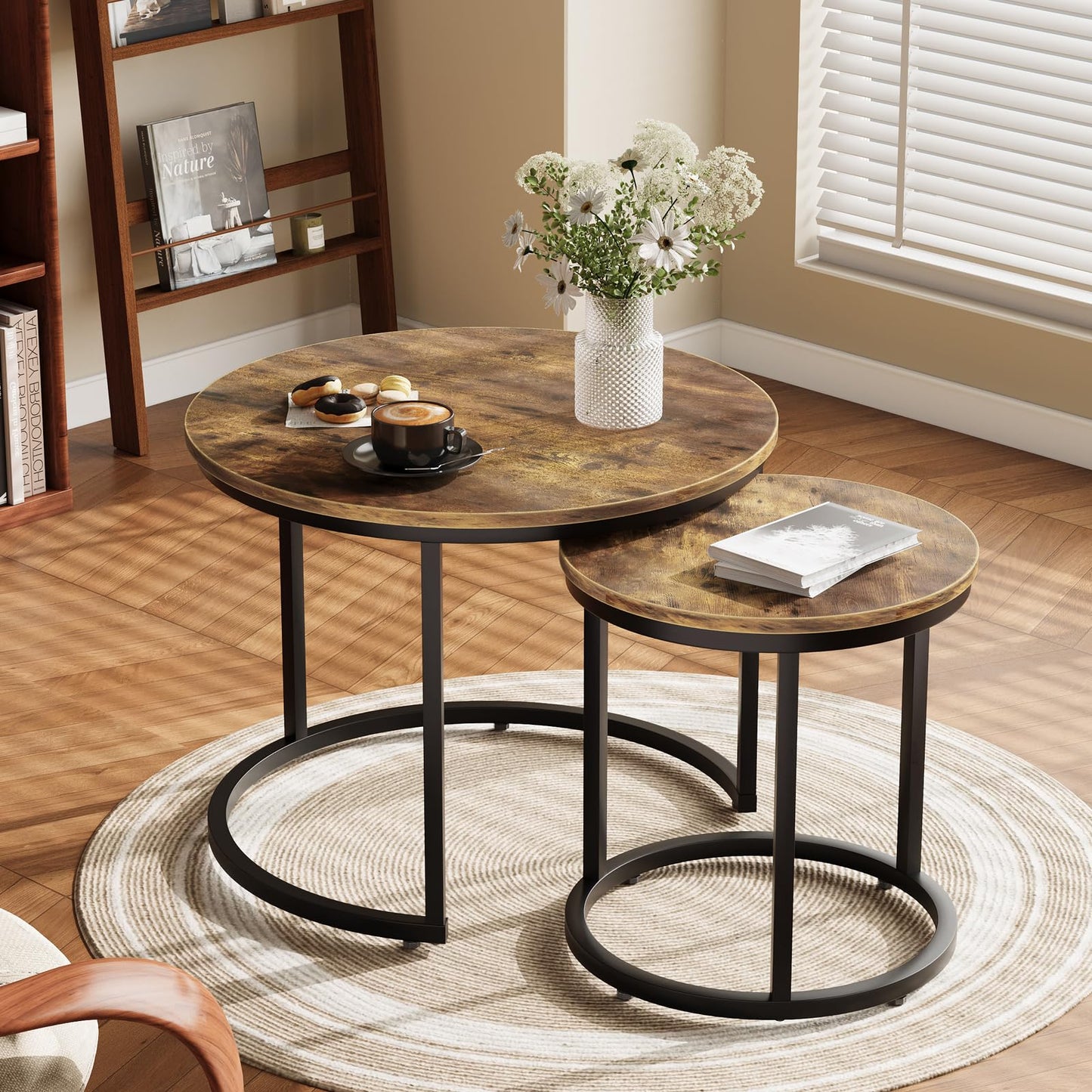 White Nesting Coffee Tables, 2-Pack