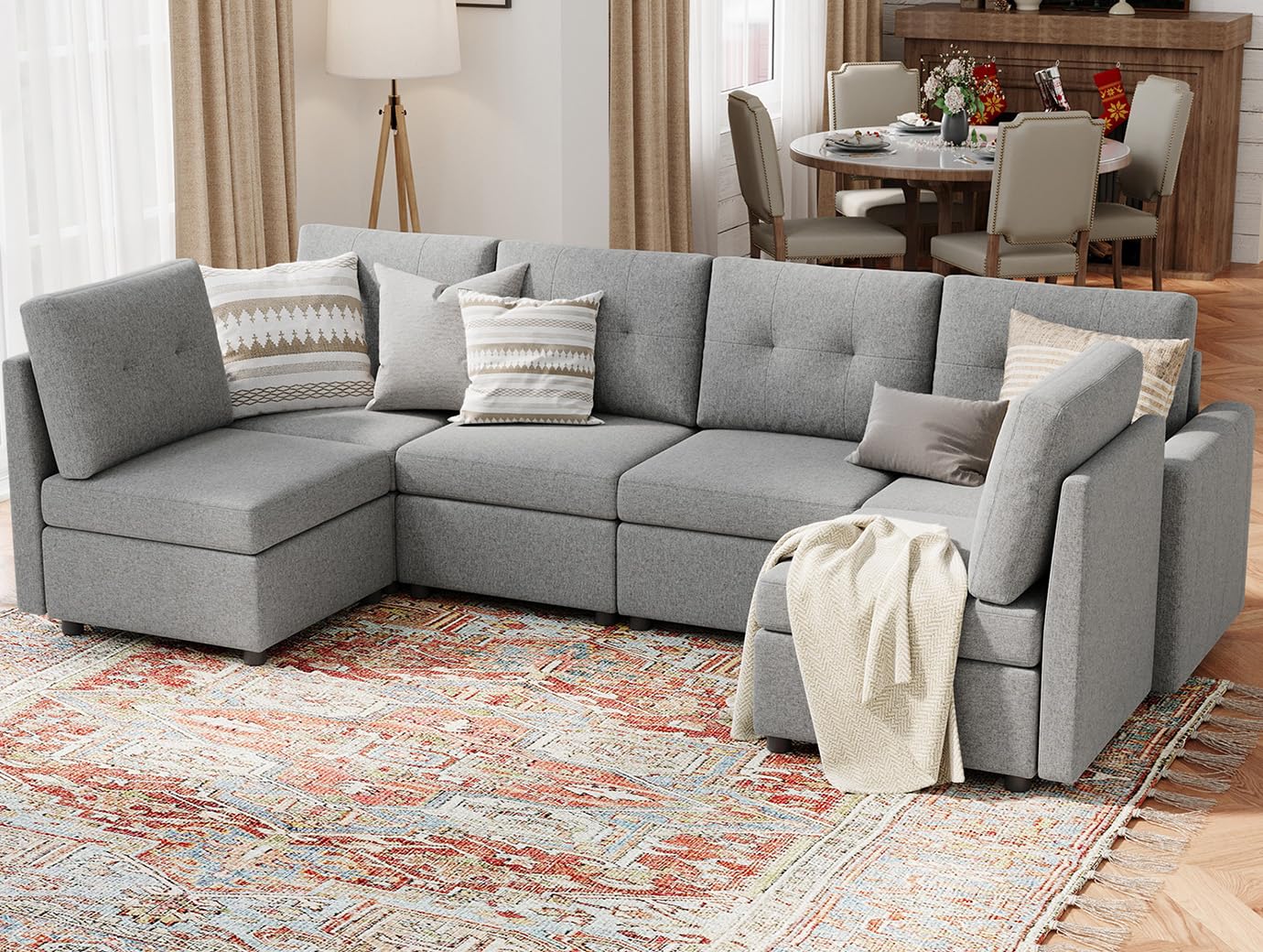 LINSY HOME Modular Sectional Sofa – Dark Gray