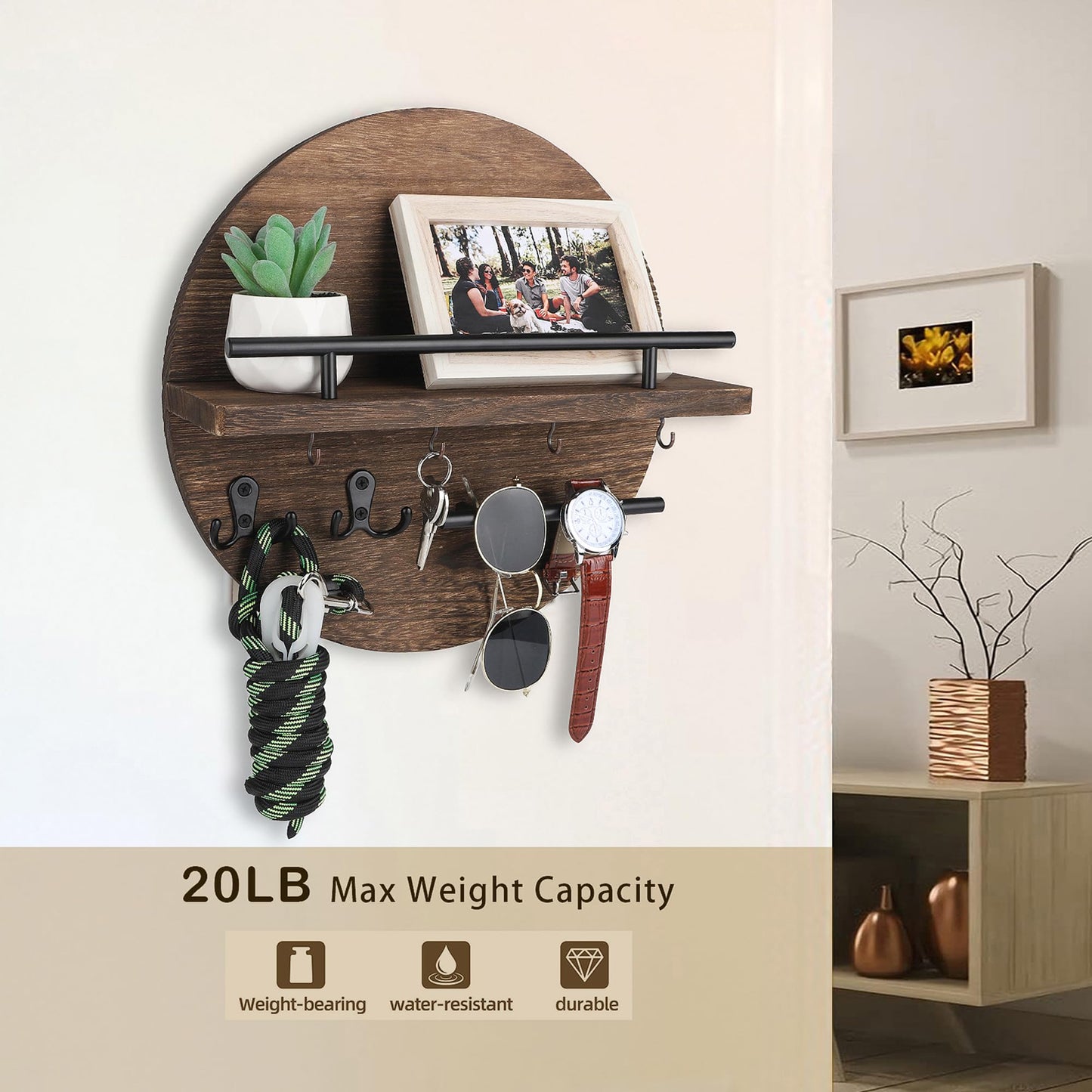 Wall Key & Mail Holder – Rustic
