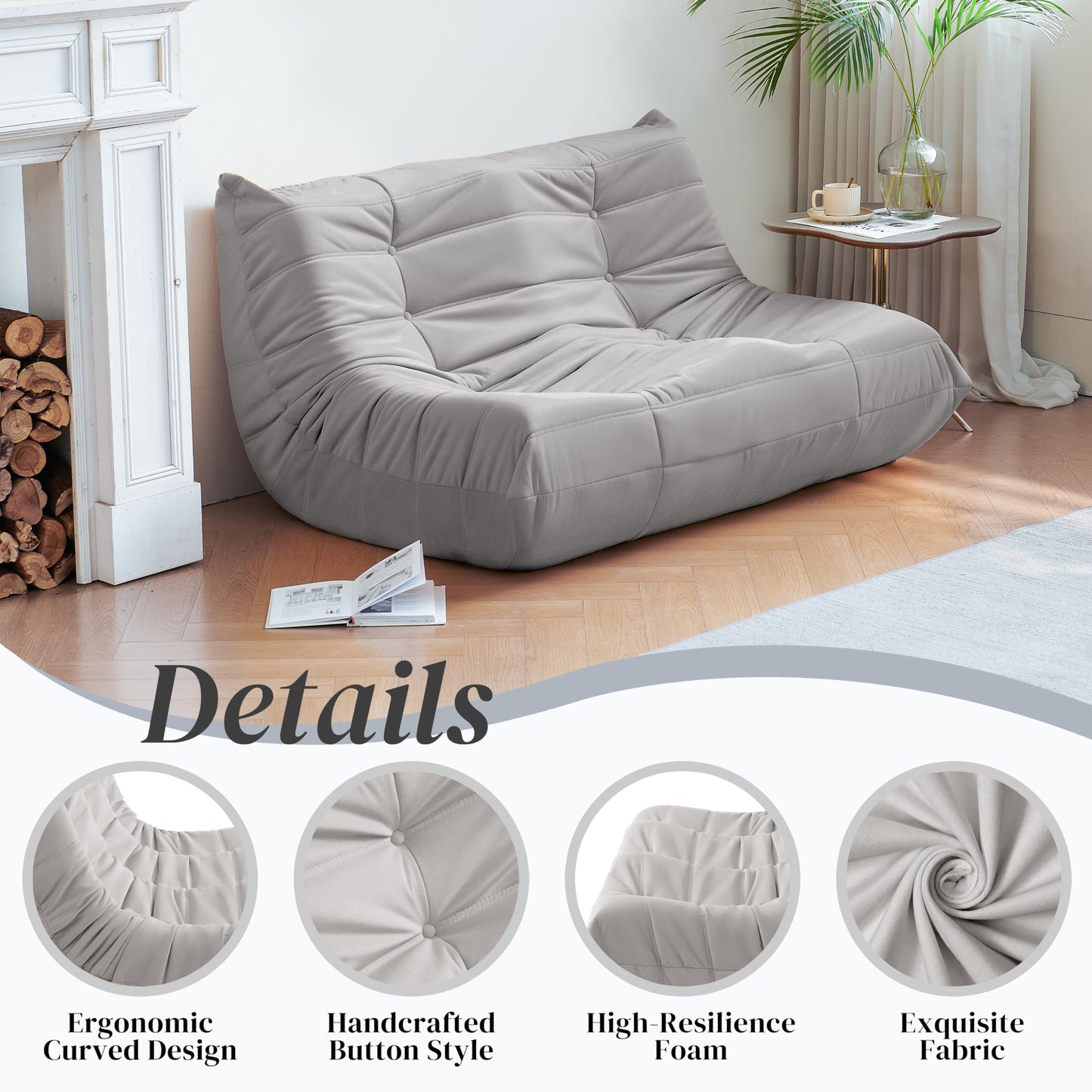 Dark Gray Memory Foam Bean Bag Chair