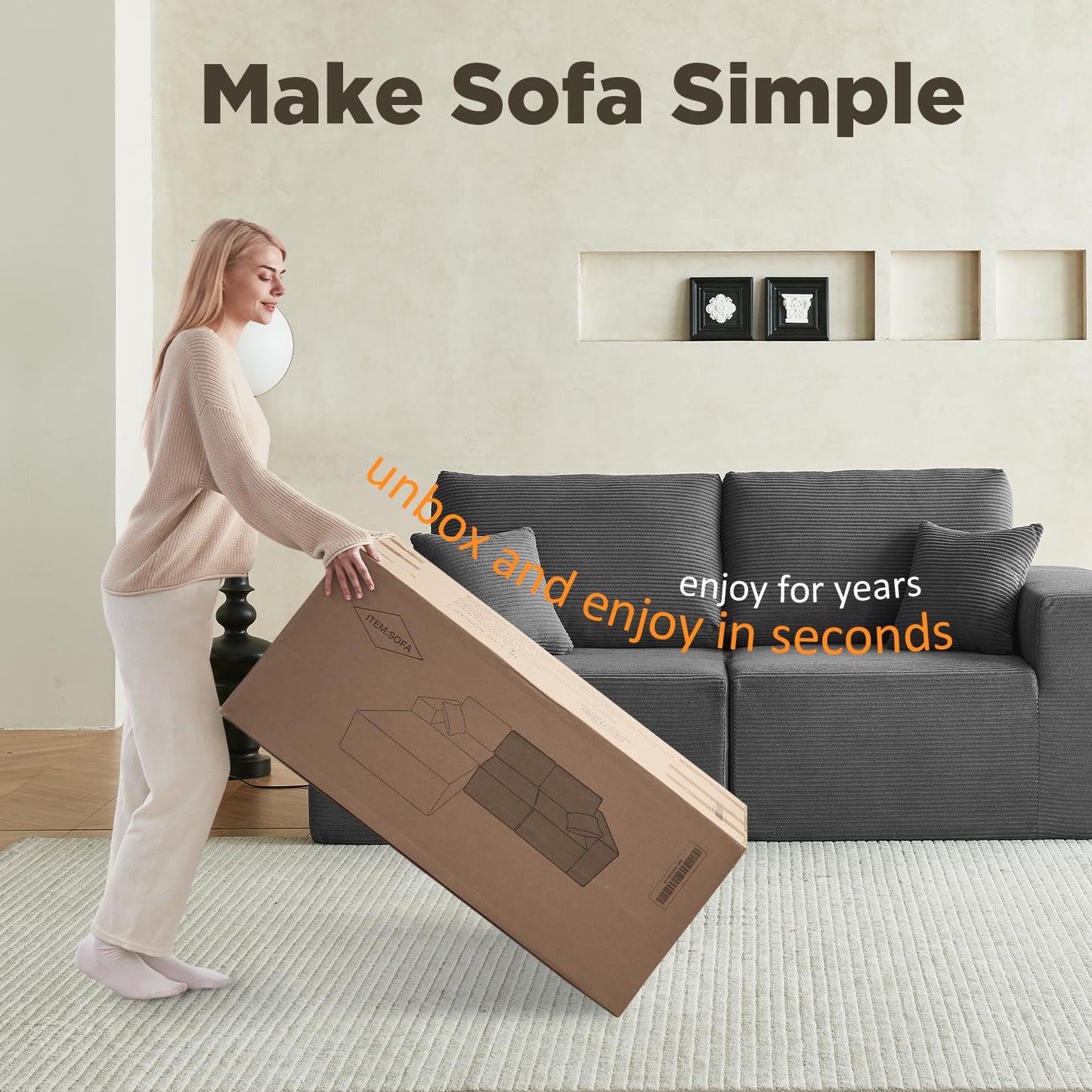 INGEROOM 108" Sectional Sofa – Dark Gray