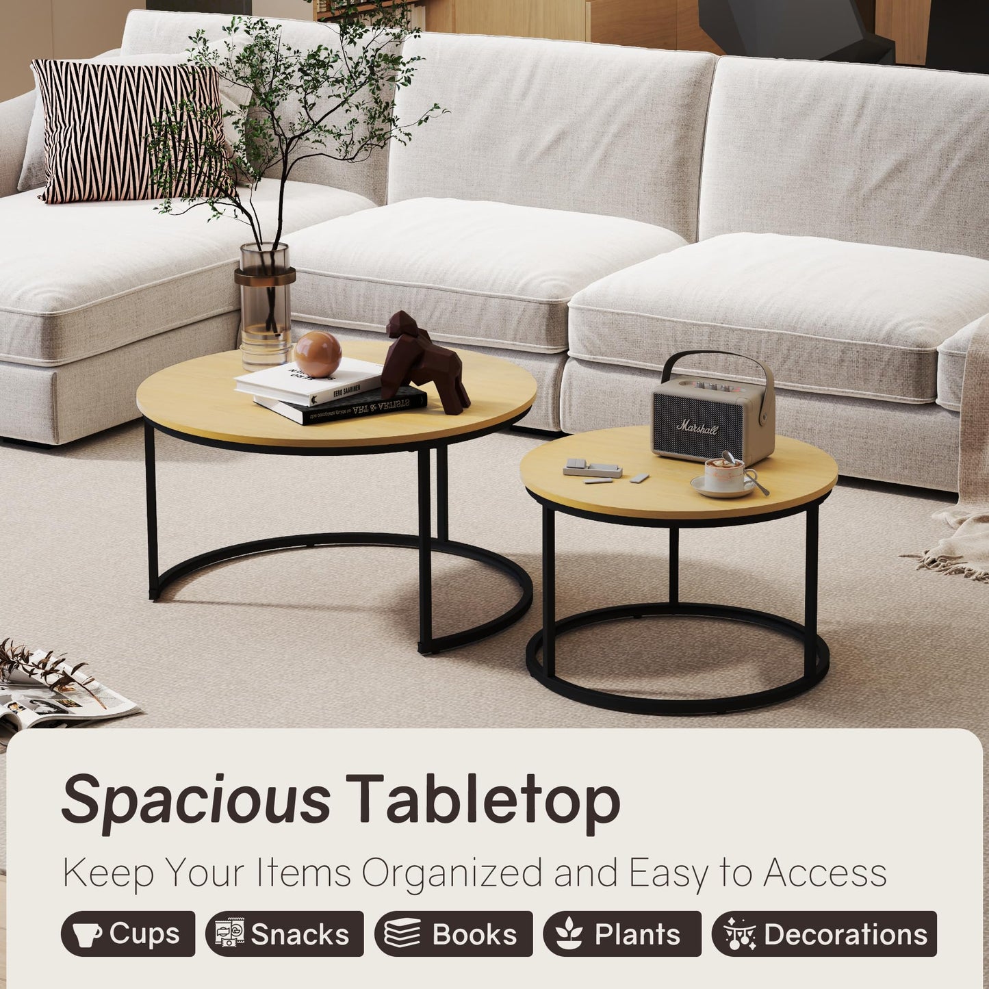 White Marble Nesting Tables, 2-Pack