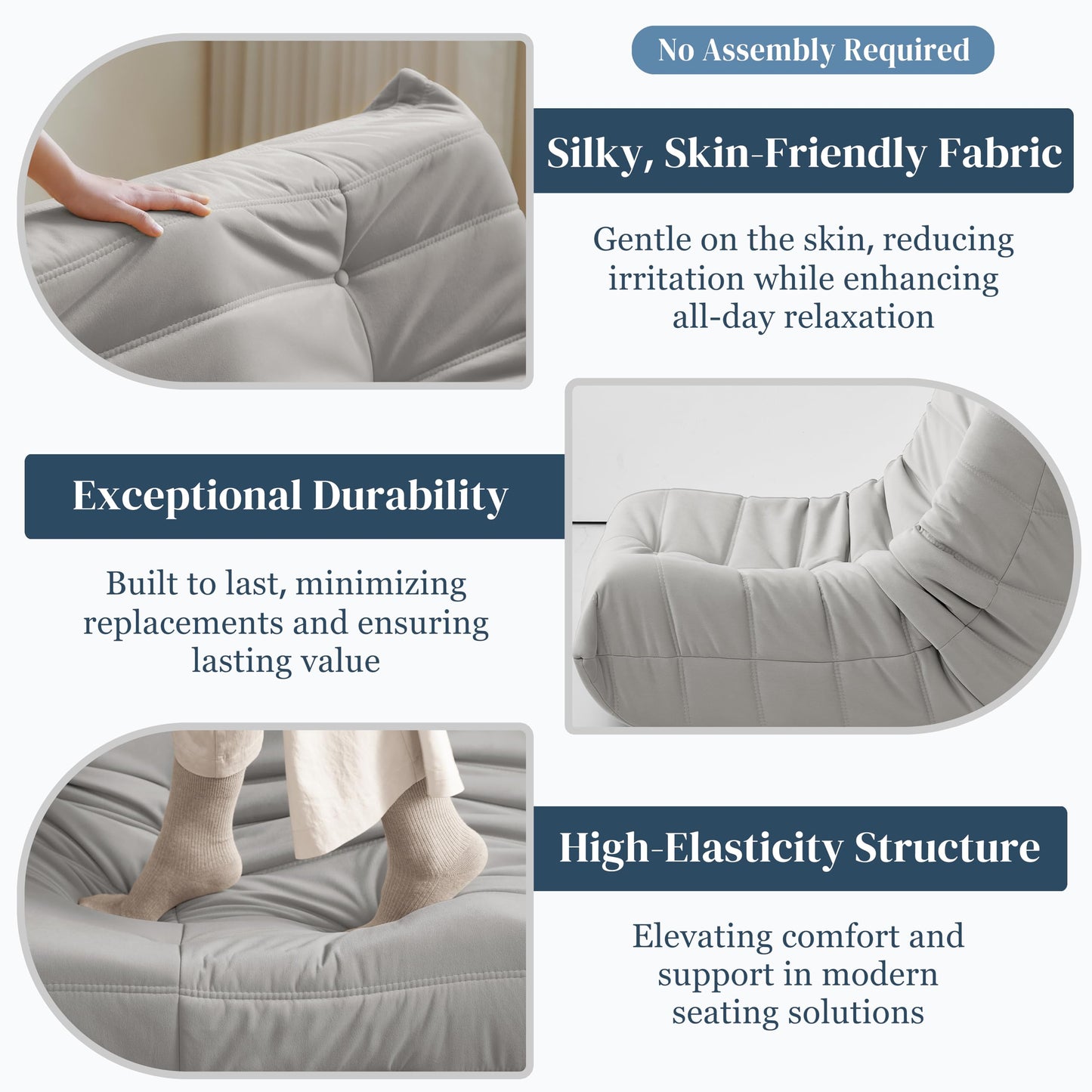 Dark Gray Memory Foam Bean Bag Chair