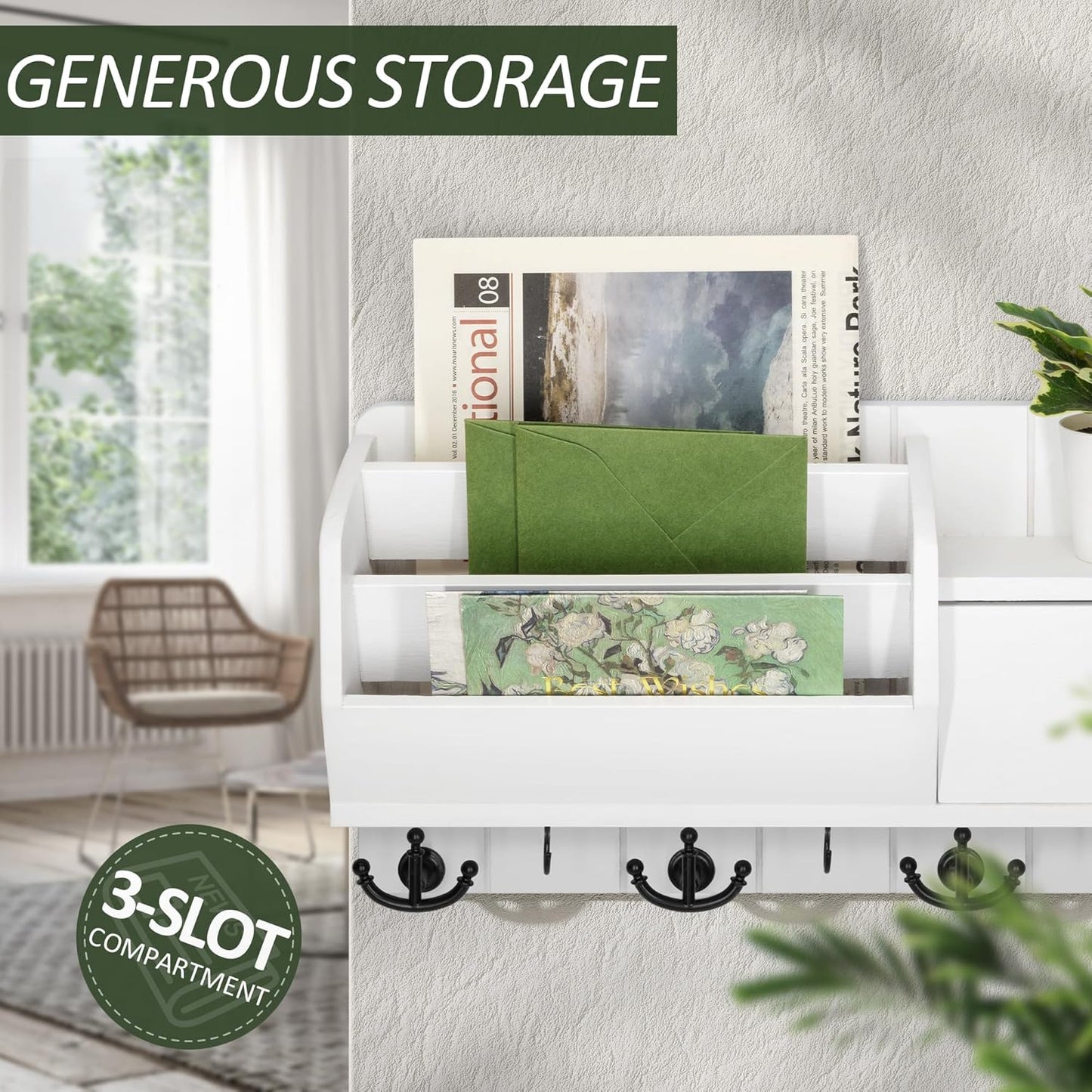 Rebee Vision Key & Mail Holder – White