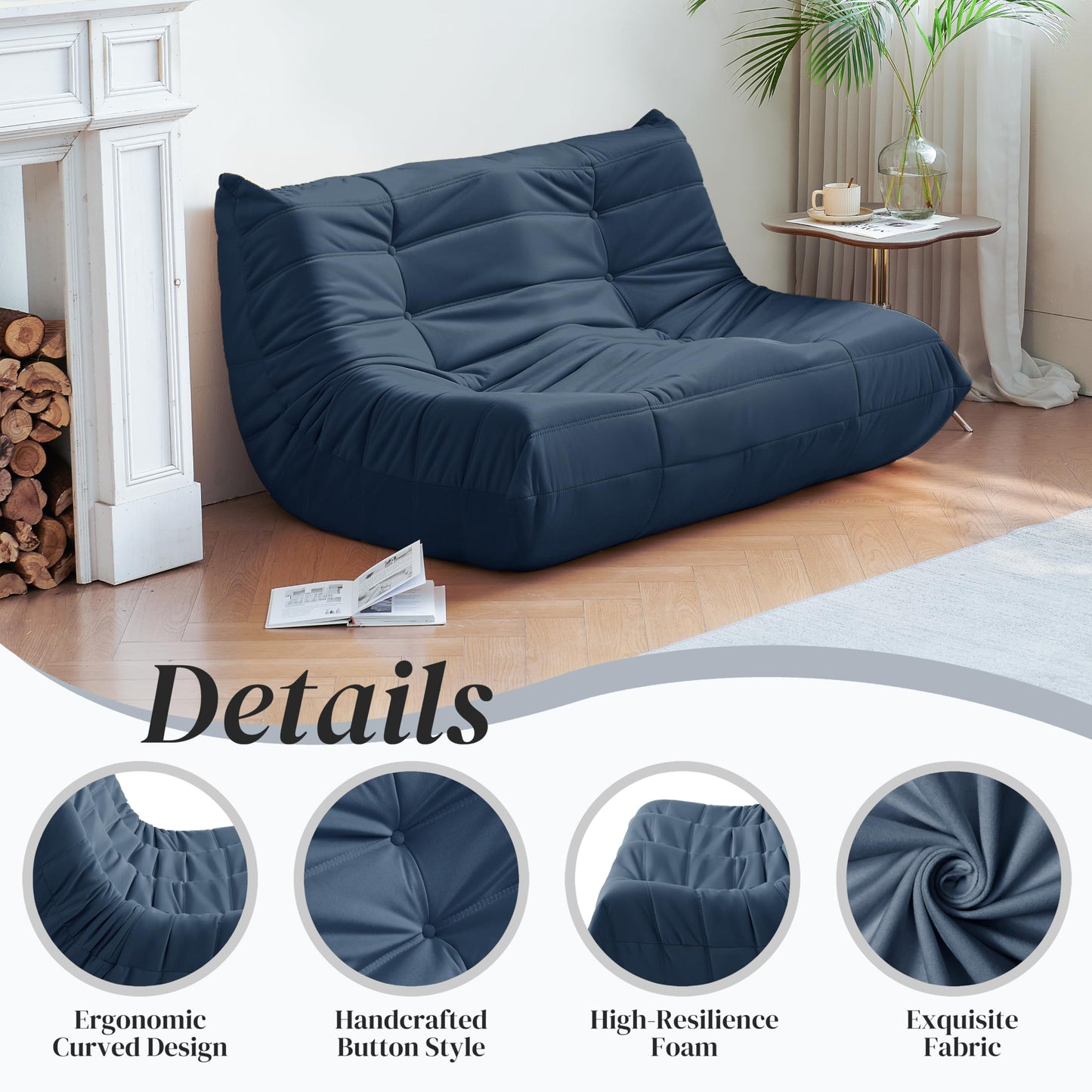 Dark Gray Memory Foam Bean Bag Chair