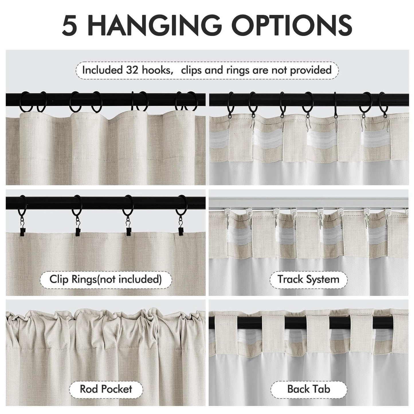 MIULEE Blackout Curtains 96" – Birch, 2 Panels