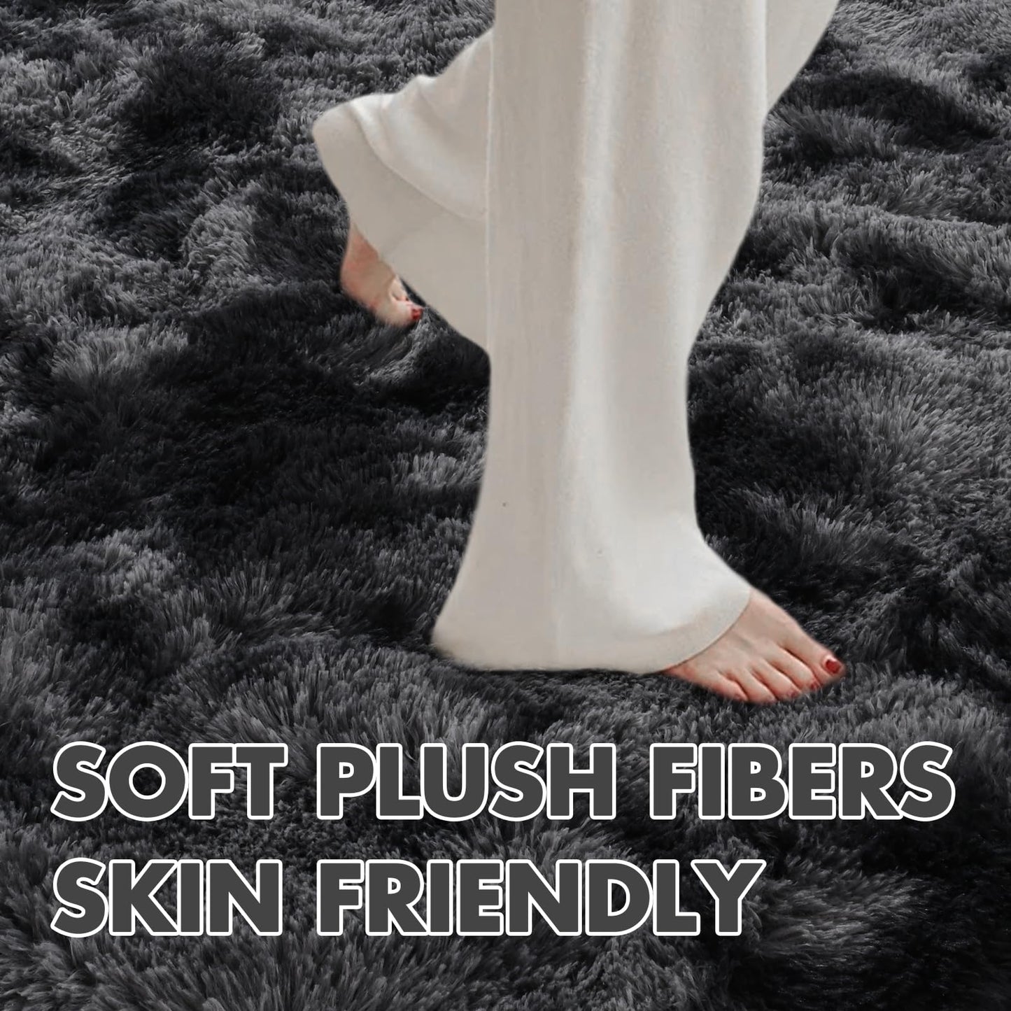6x9 Ft Dark Grey Shag Area Rug