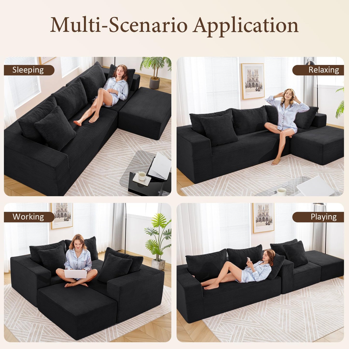 INGEROOM 108" Sectional Sofa – Dark Gray