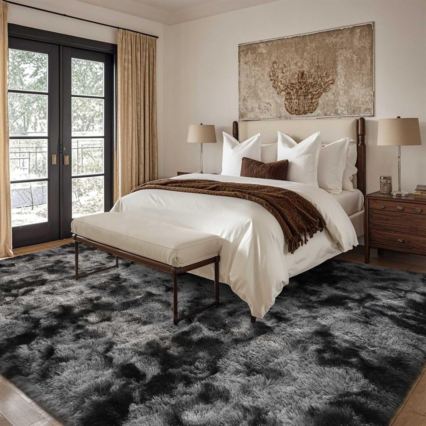 6x9 Ft Dark Grey Shag Area Rug
