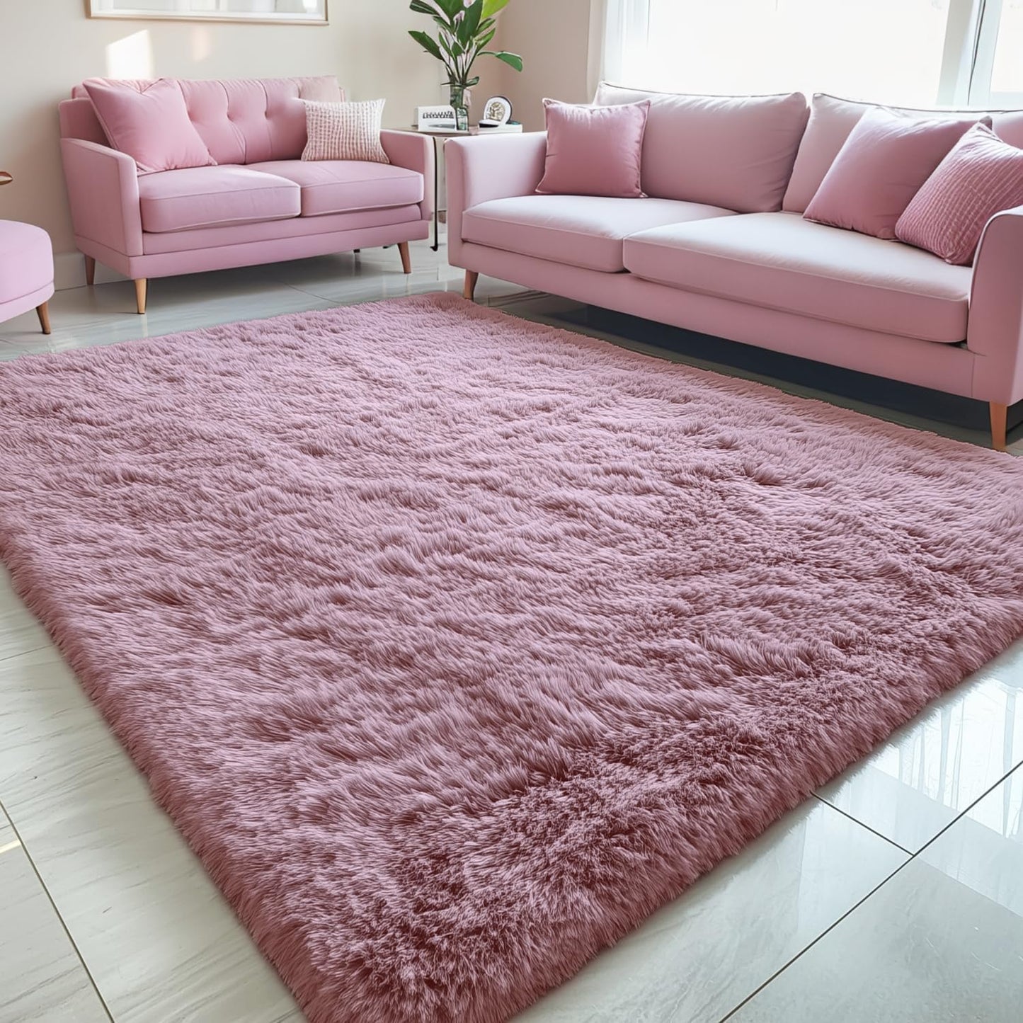 OLANLY 4x5.9 Grey Shag Rug